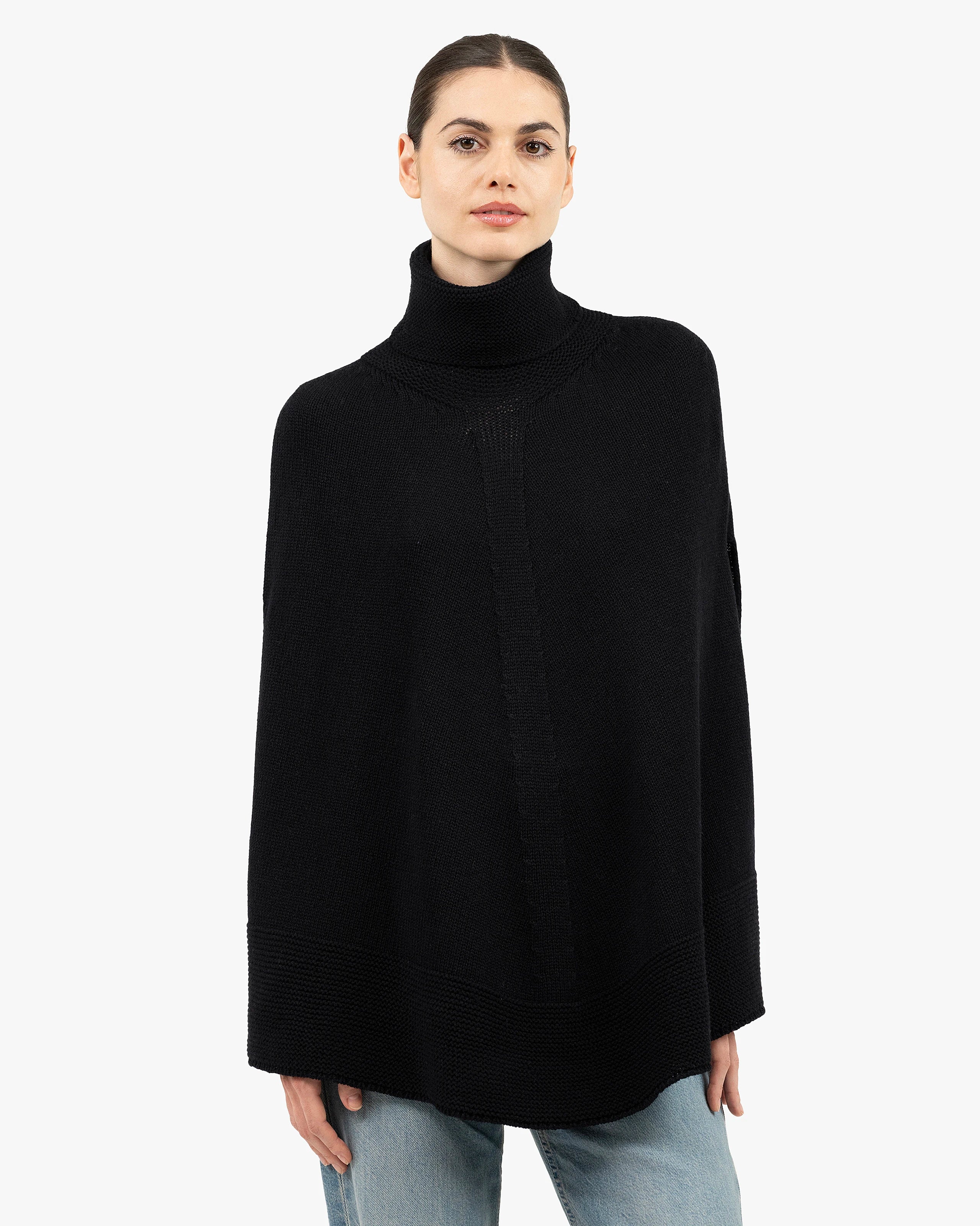 Selva Cashmere Poncho - Black