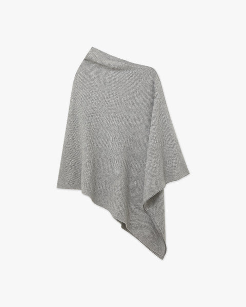 Two-Tone Poncho - Medium Grey Cashmere