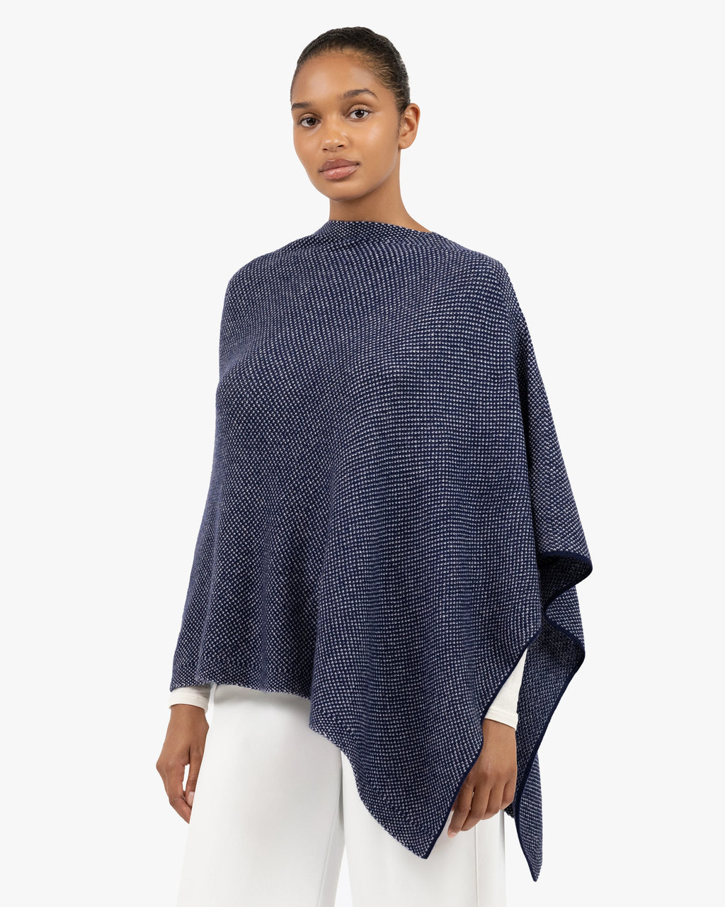 Two-Tone Poncho - Blue Cashmere