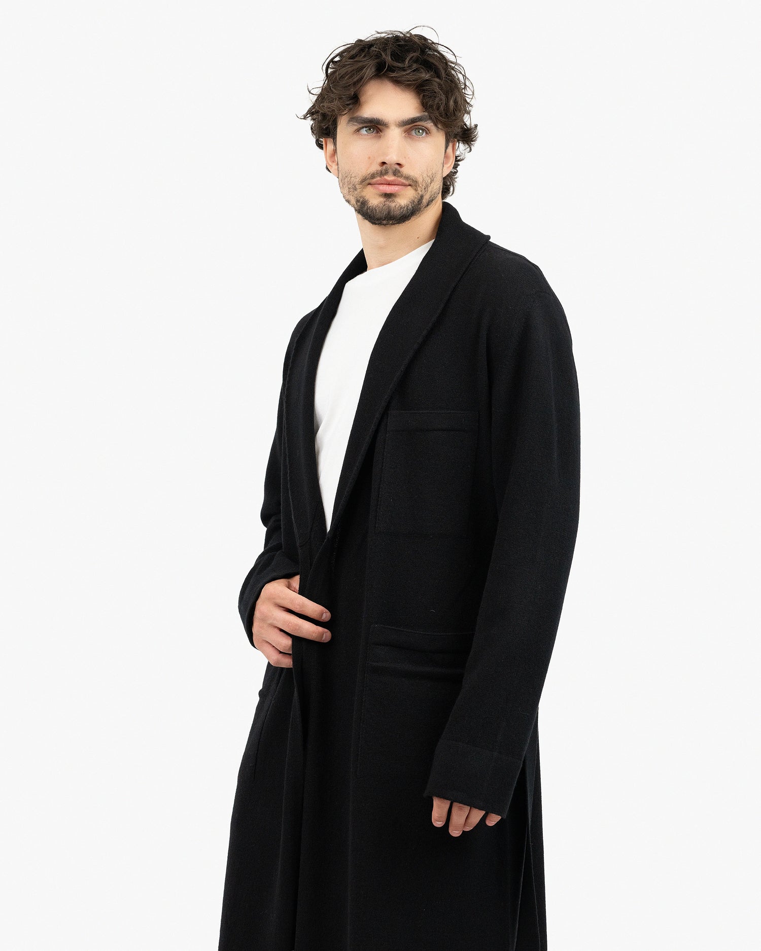 Men's Oberon Cashmere Robe Black MaisonCashmere - Main Image
