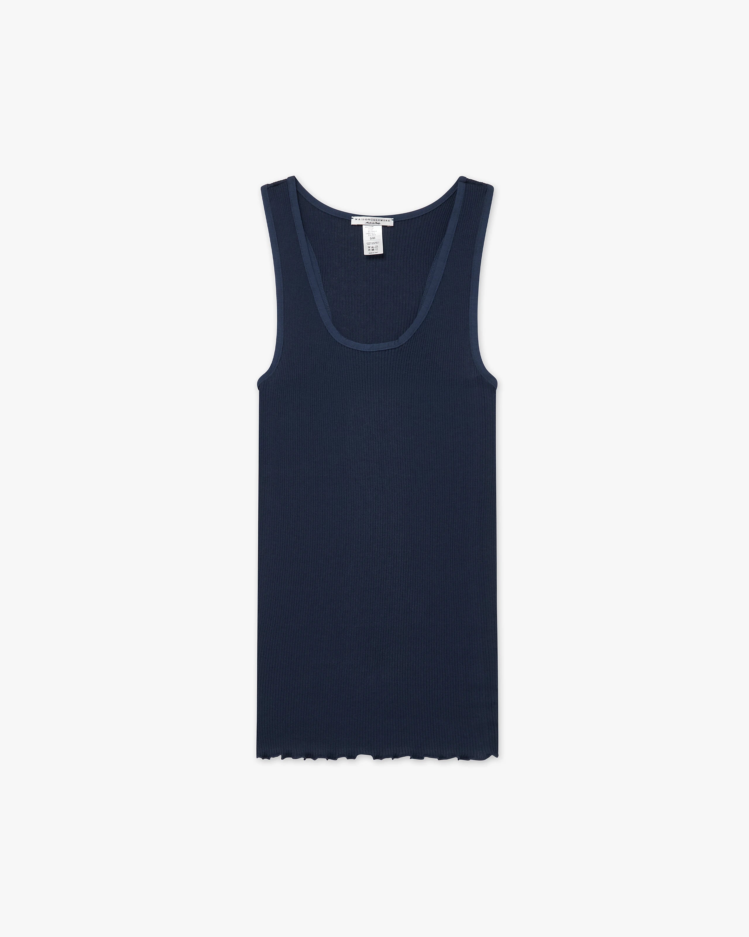 Scoop Neck Pleated Top - Blue Cotone / Seta
