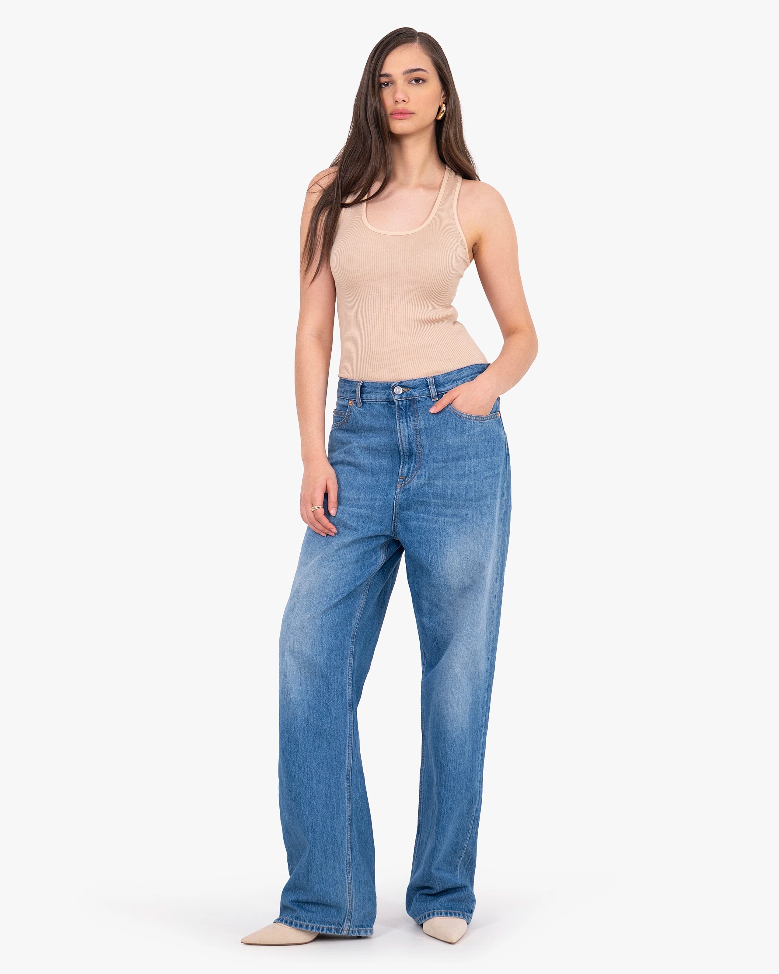 Scoop Neck Pleated Top - Blush Cotone / Seta