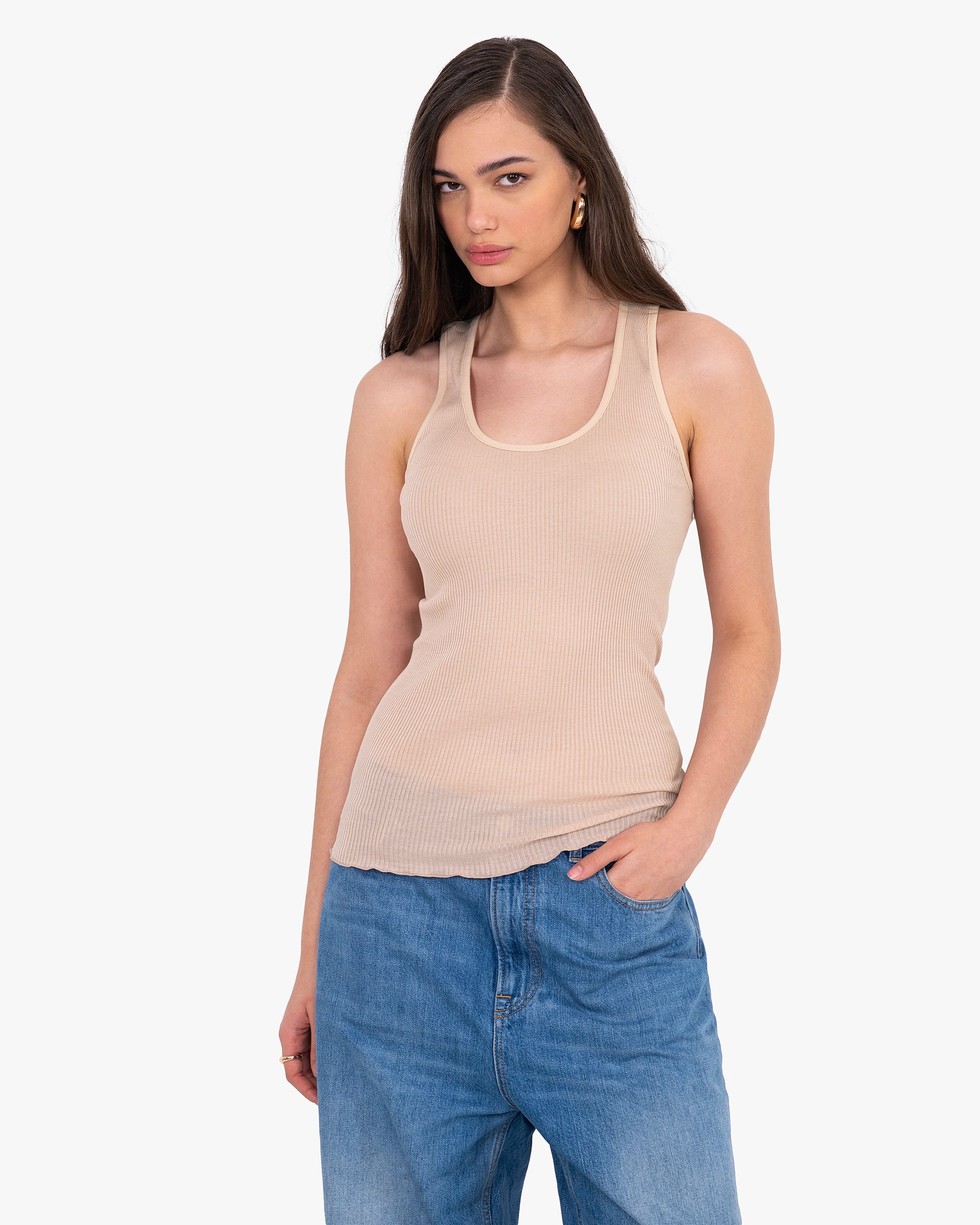 Scoop Neck Pleated Top - Blush Cotone / Seta