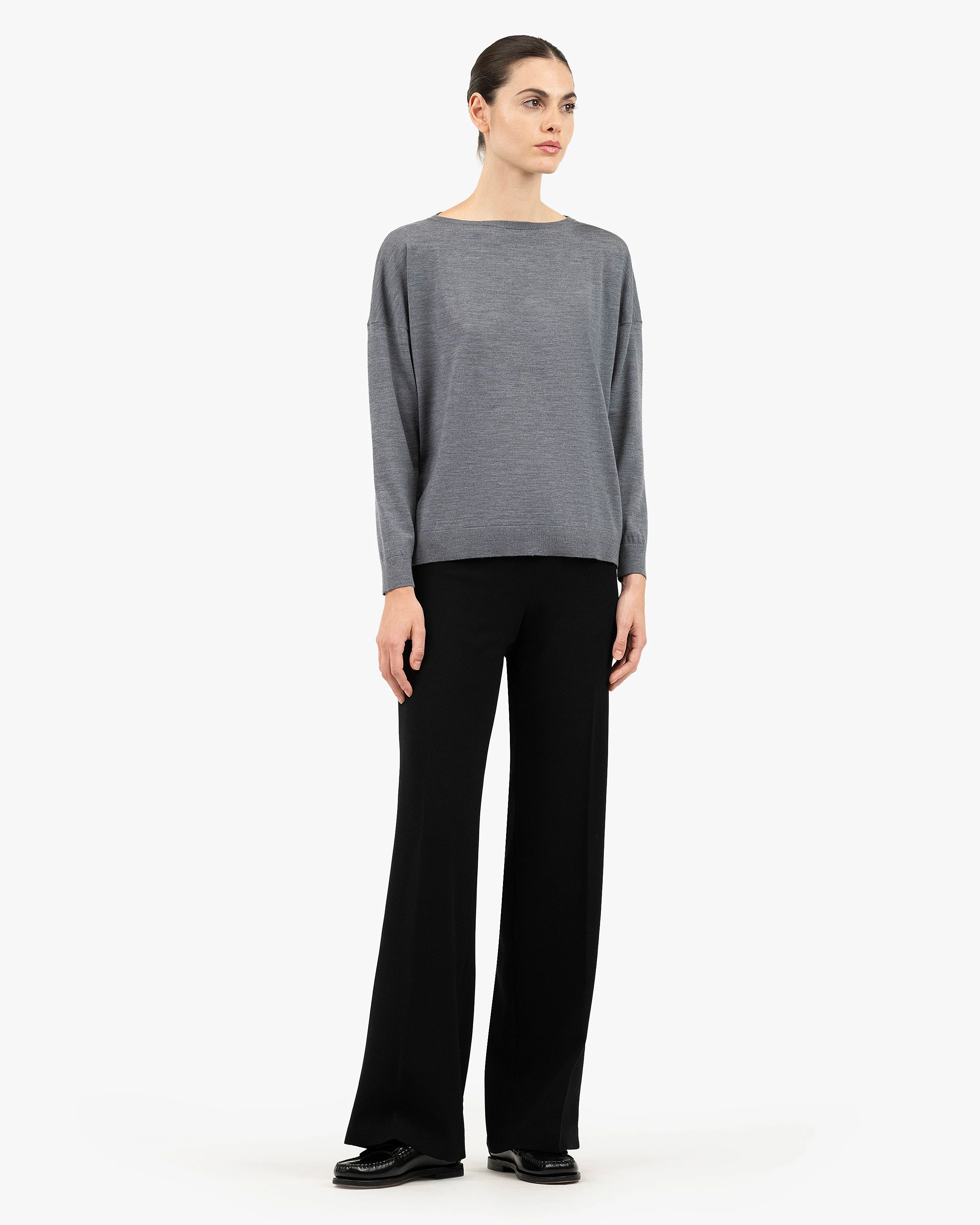 Seraphine Boat Neck Sweater - Grey Merino Superfine