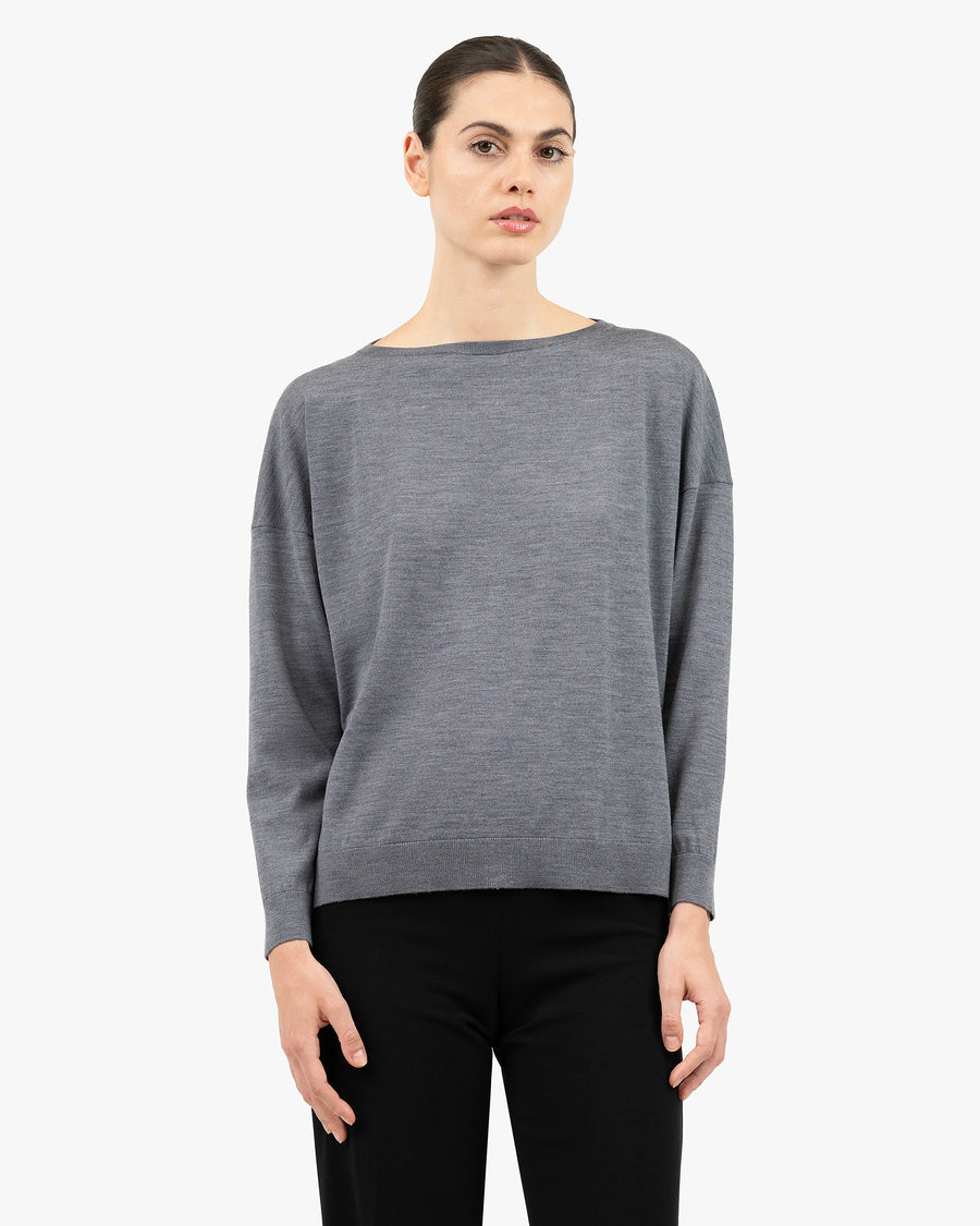 Seraphine Boat Neck Sweater - Grey Merino Superfine