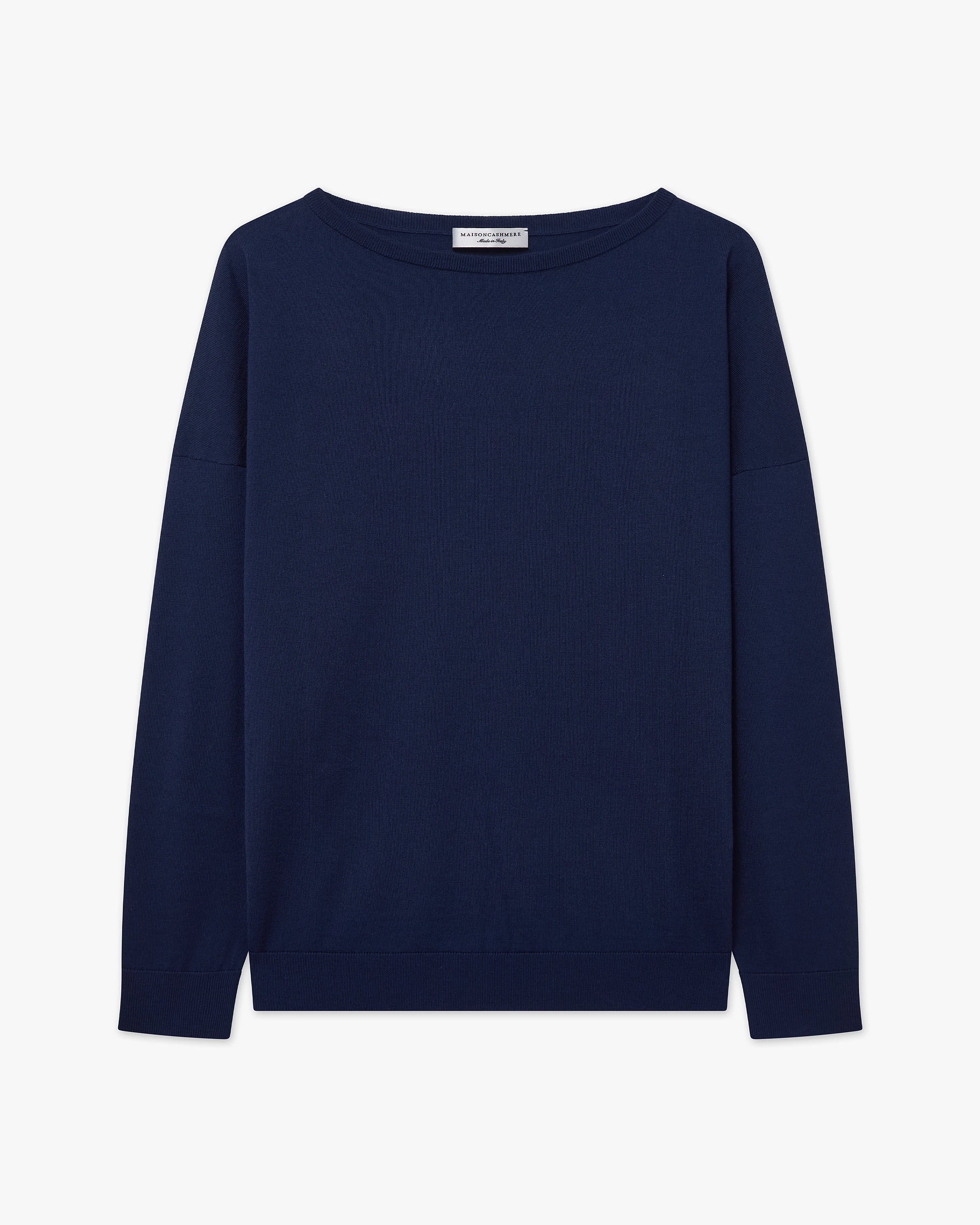 Seraphine Boat Neck Sweater - Blue Merino Superfine