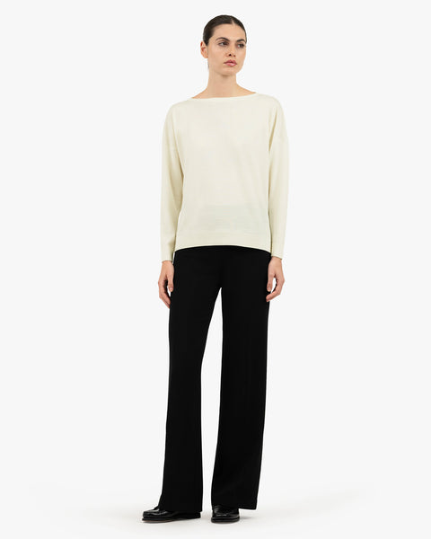 Seraphine Boat Neck Sweater - White Merino Superfine