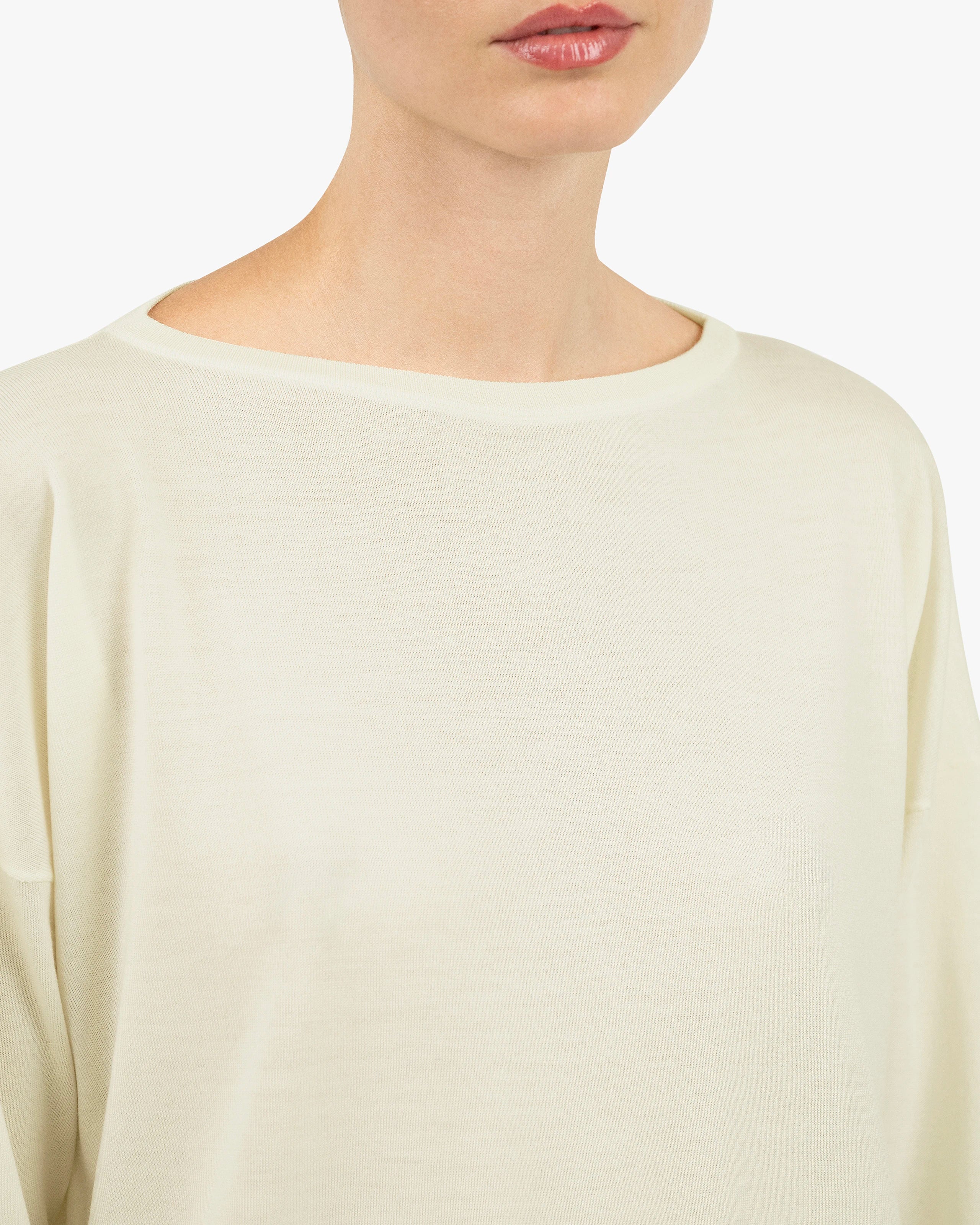 Seraphine Boat Neck Sweater - White Merino Superfine