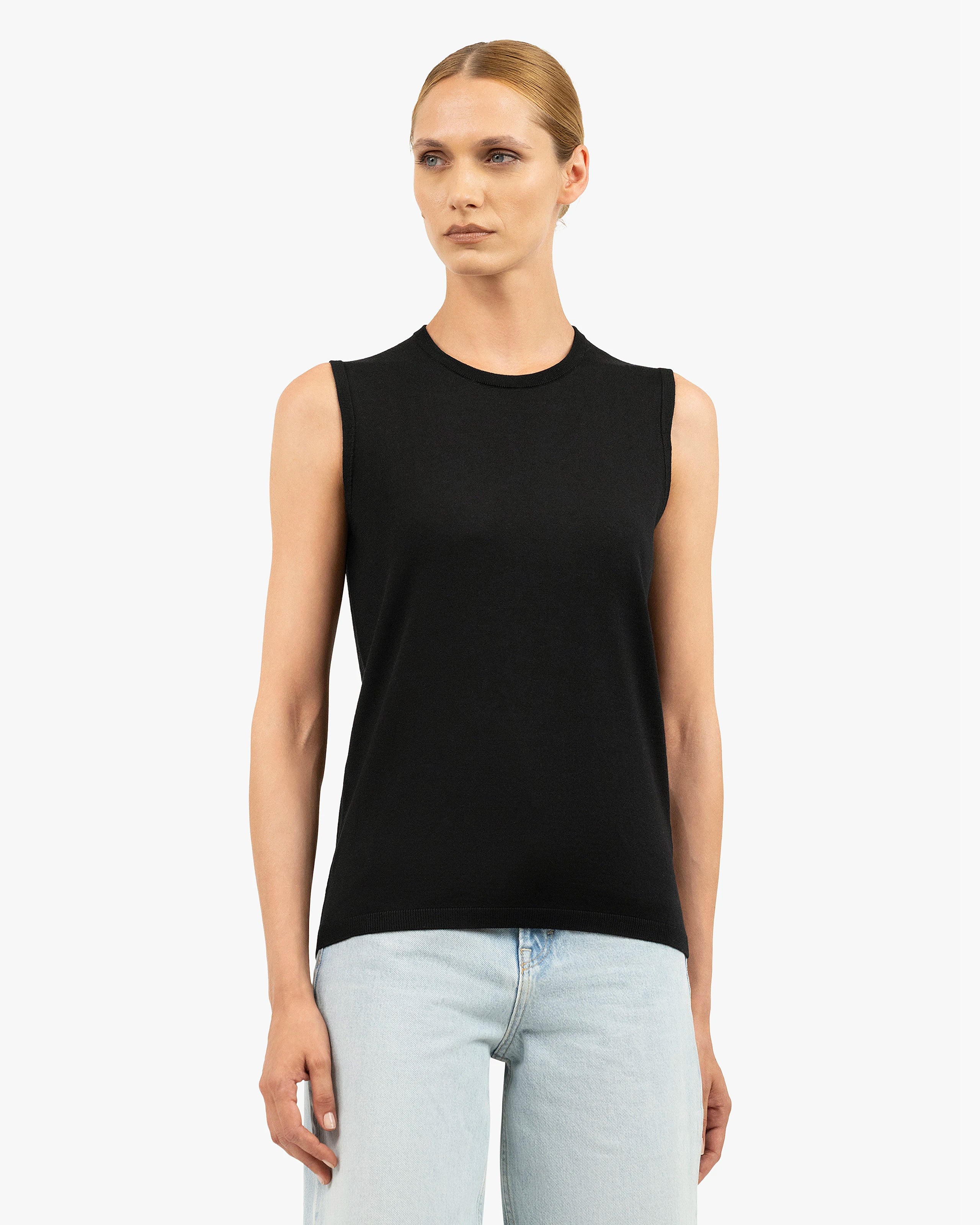 Seraphine Tank Top - Black Merino Superfine