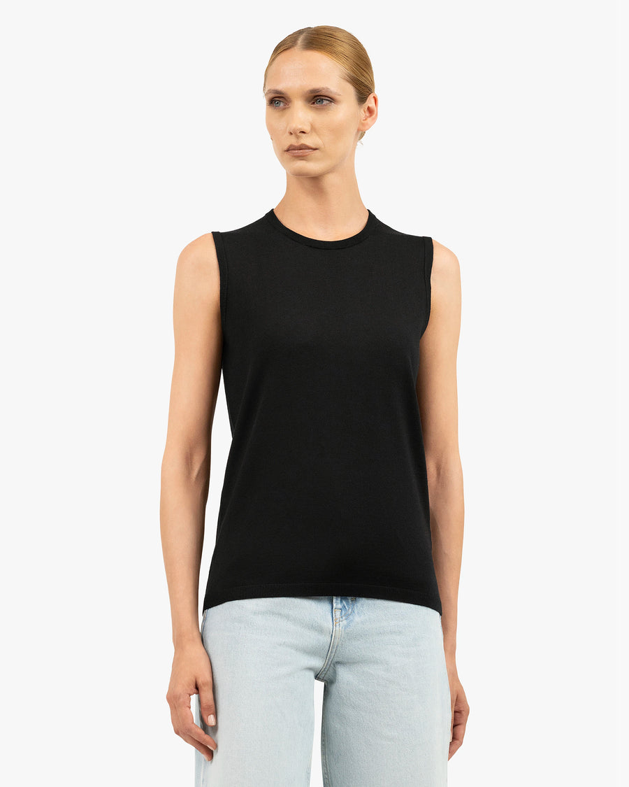 Seraphine Tank Top - Black Merino Superfine