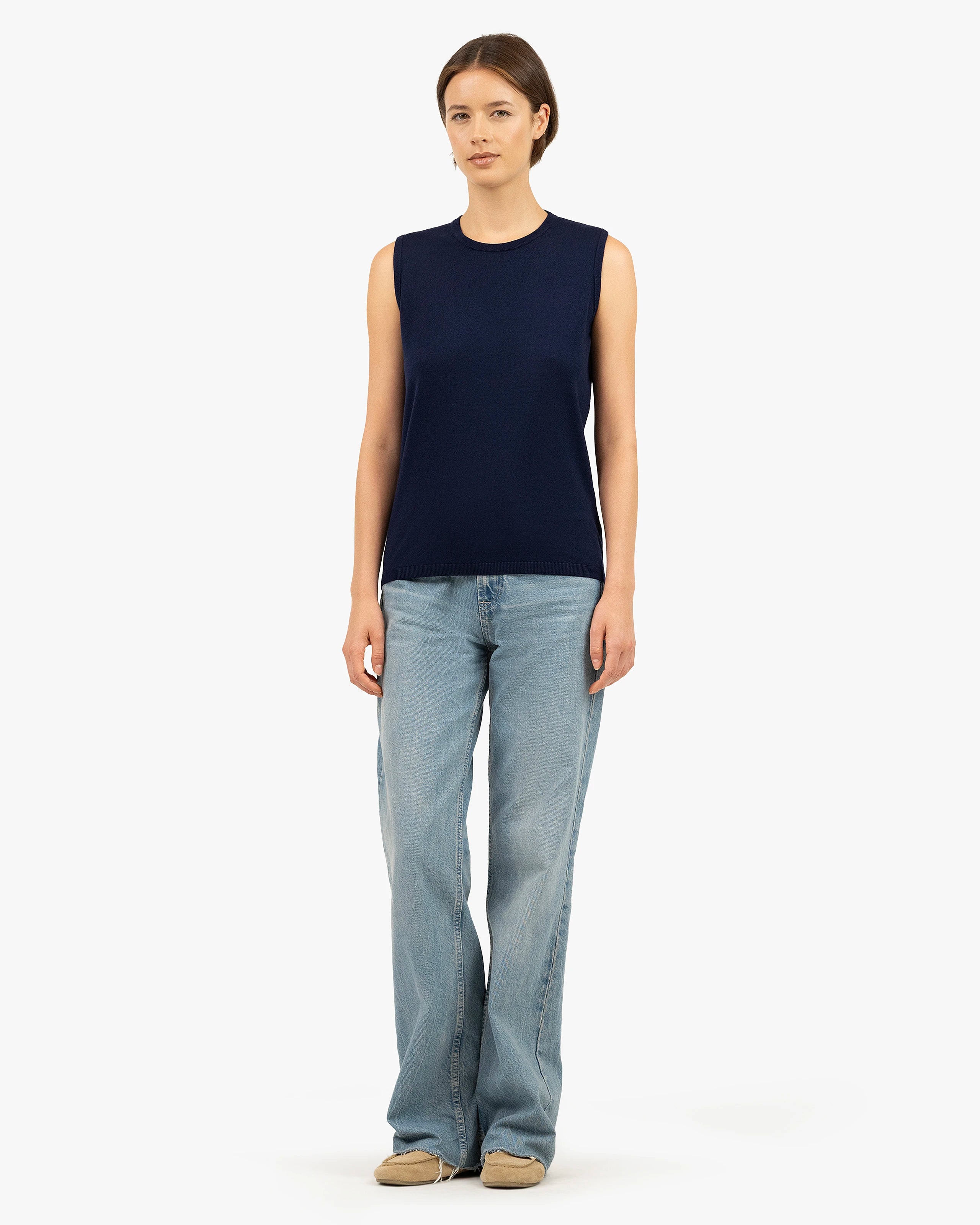 Seraphine Tank Top - Blue Merino Superfine