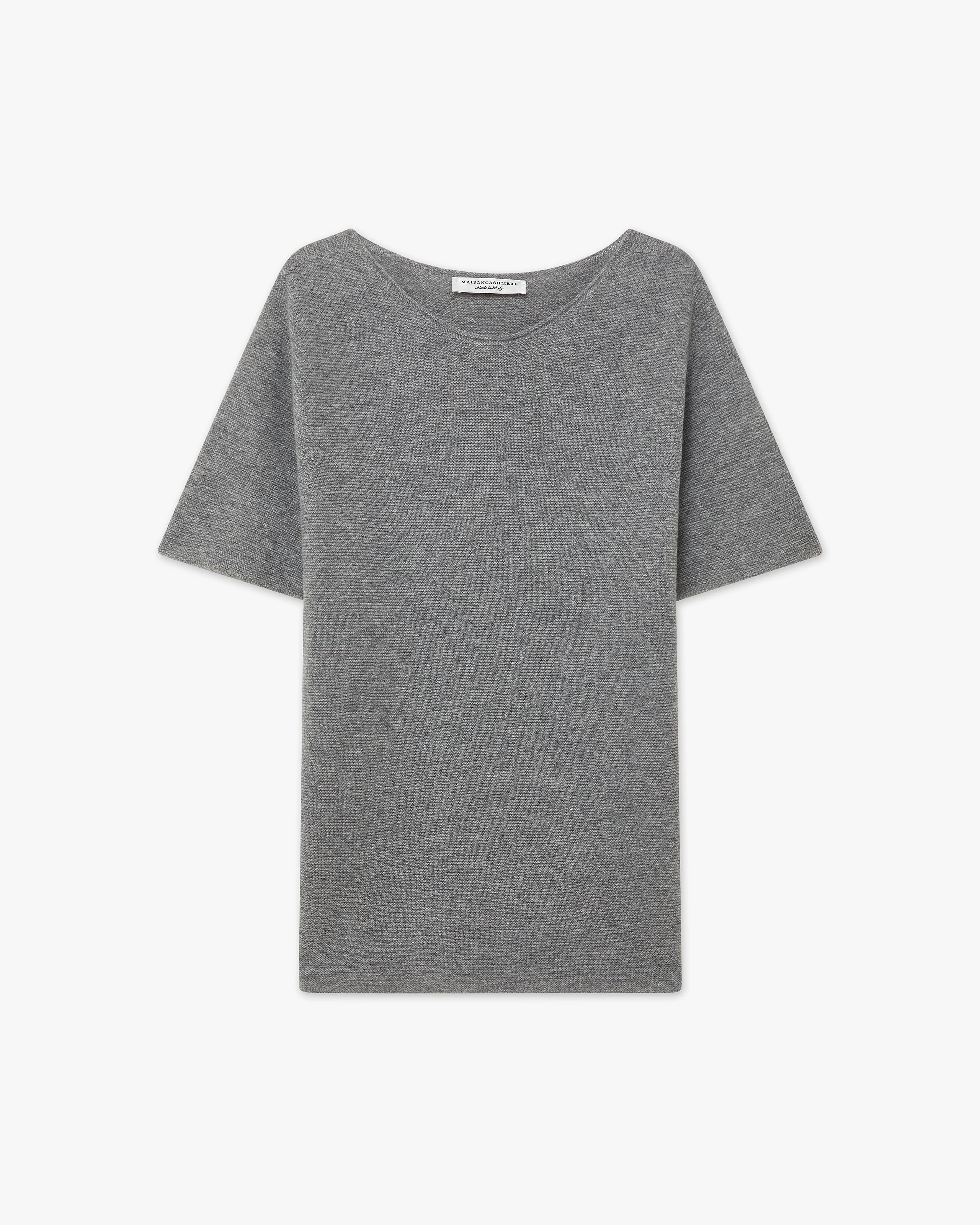 Soffio Boat Neck Tee - Medium Grey Cashmere