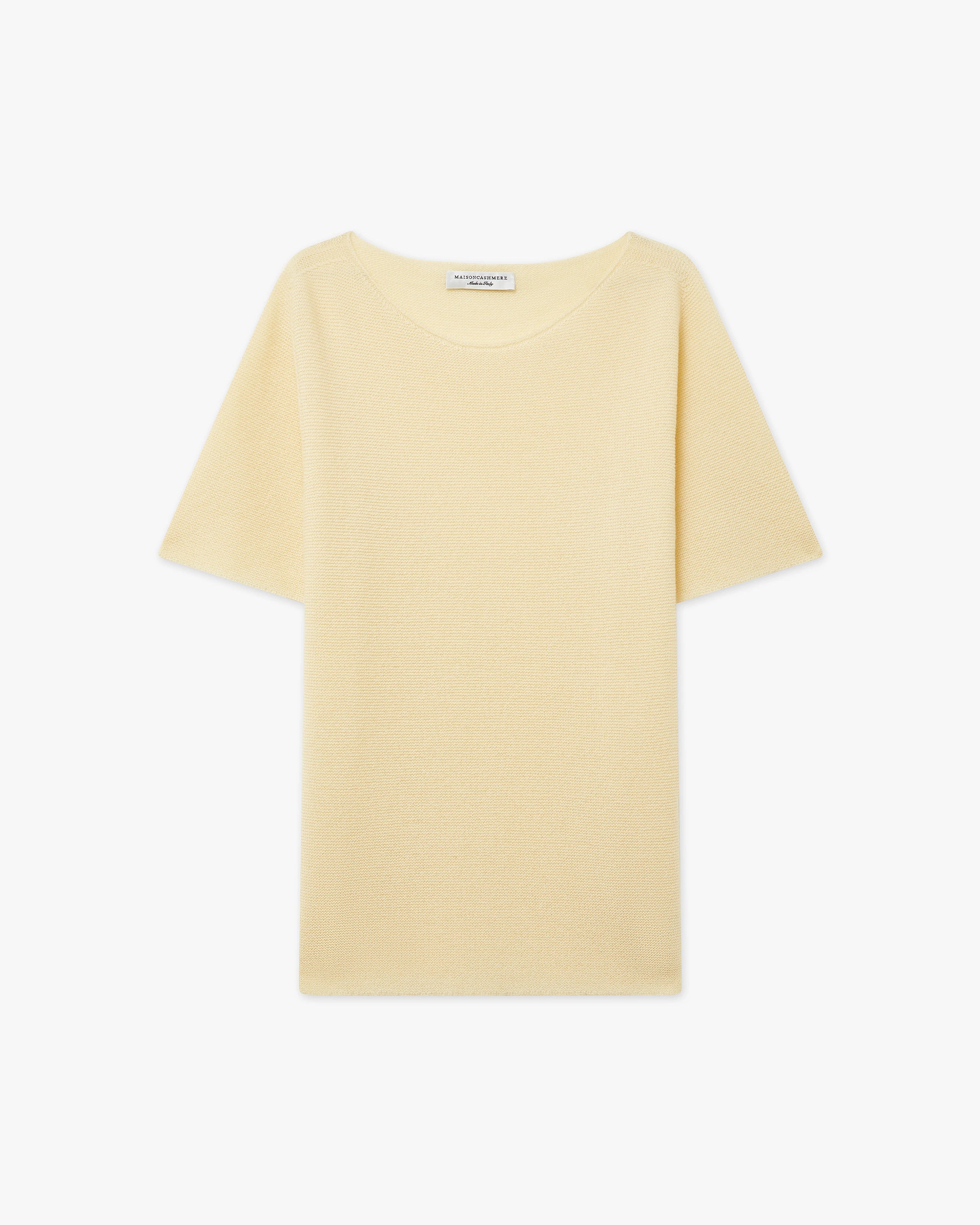 Soffio Boat Neck Tee - Yellow Cashmere