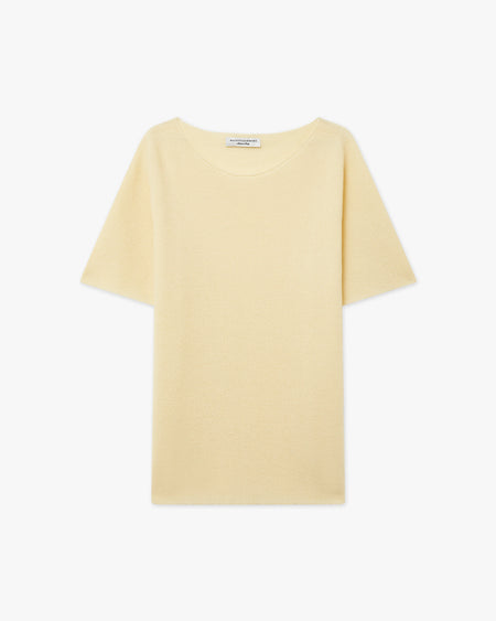 Soffio Boat Neck Tee - Yellow Cashmere