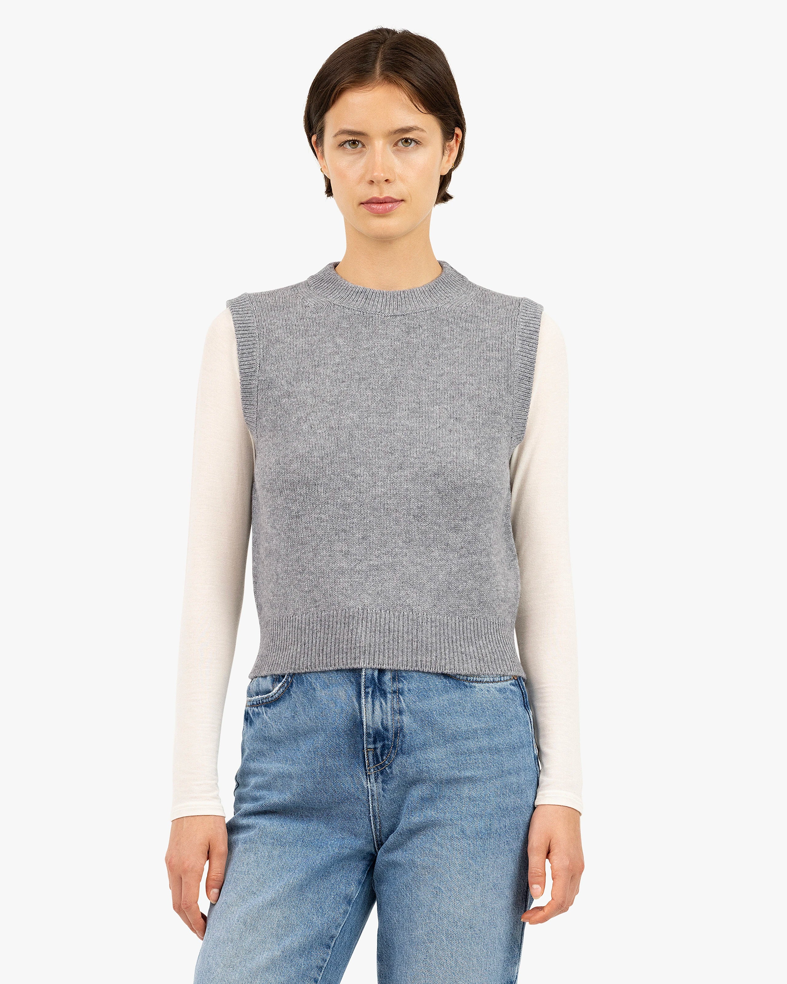 Sorapis Cropped Vest - Medium Grey Cashmere