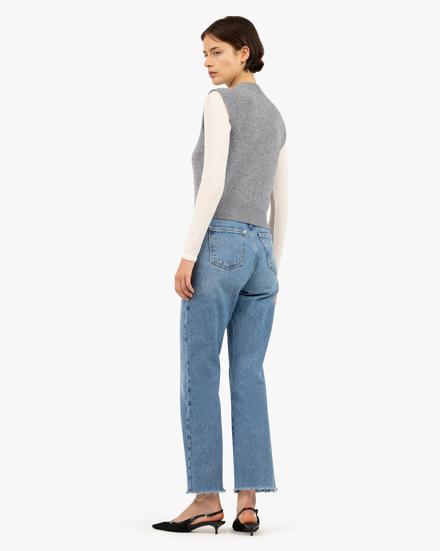 Sorapis Cropped Vest - Medium Grey Cashmere