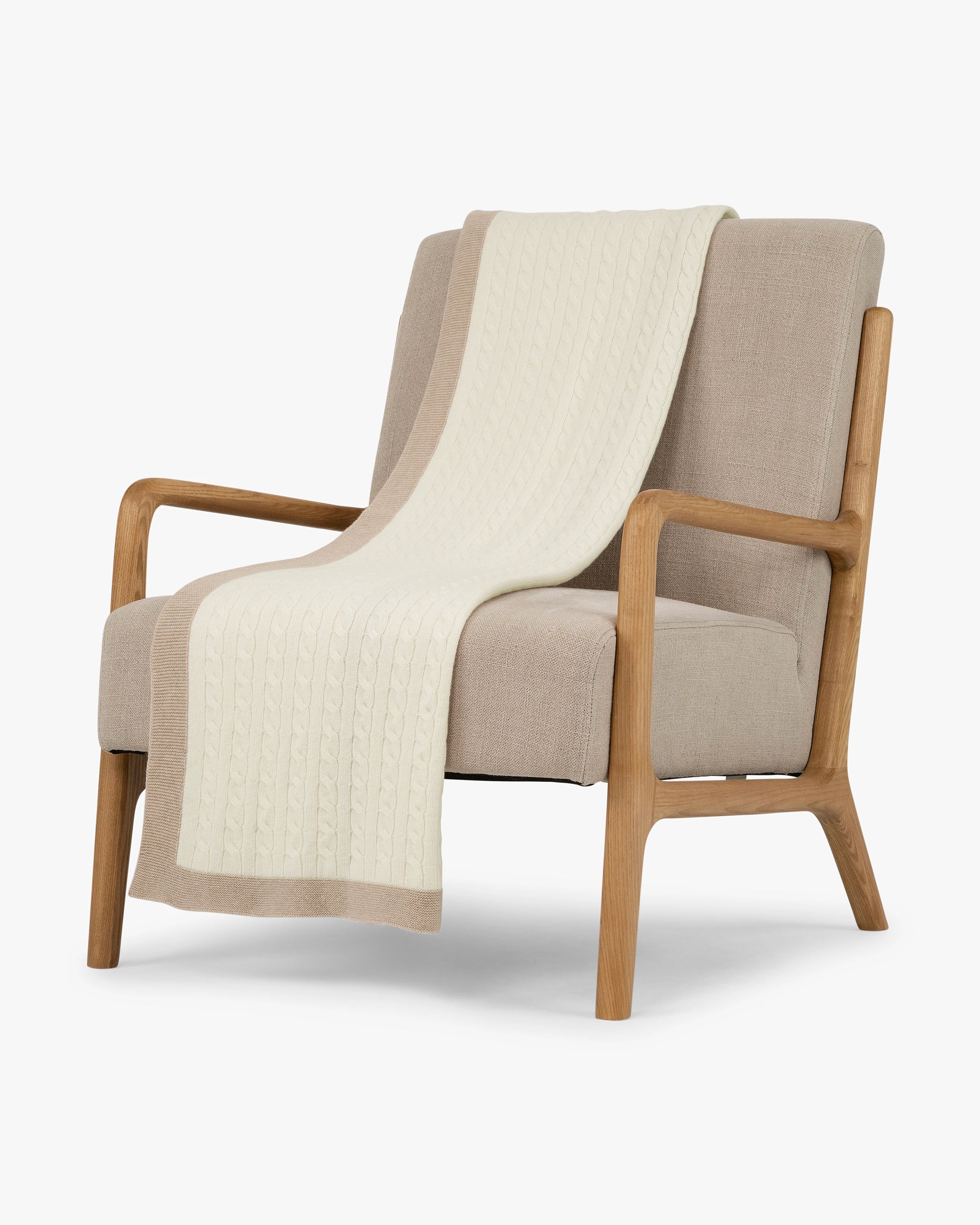 Sunday Cable Knit Throw - White Cashmere