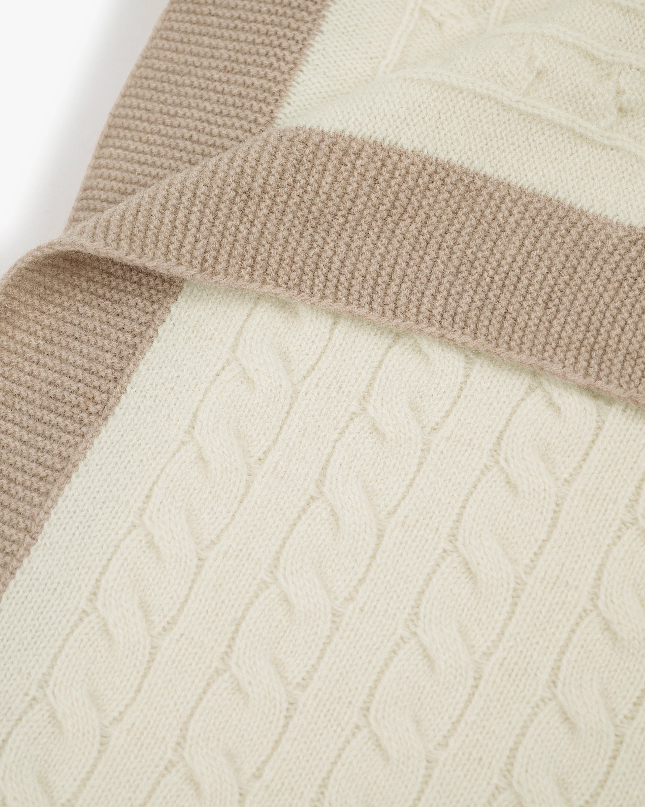 Sunday Cable Knit Throw - White Cashmere