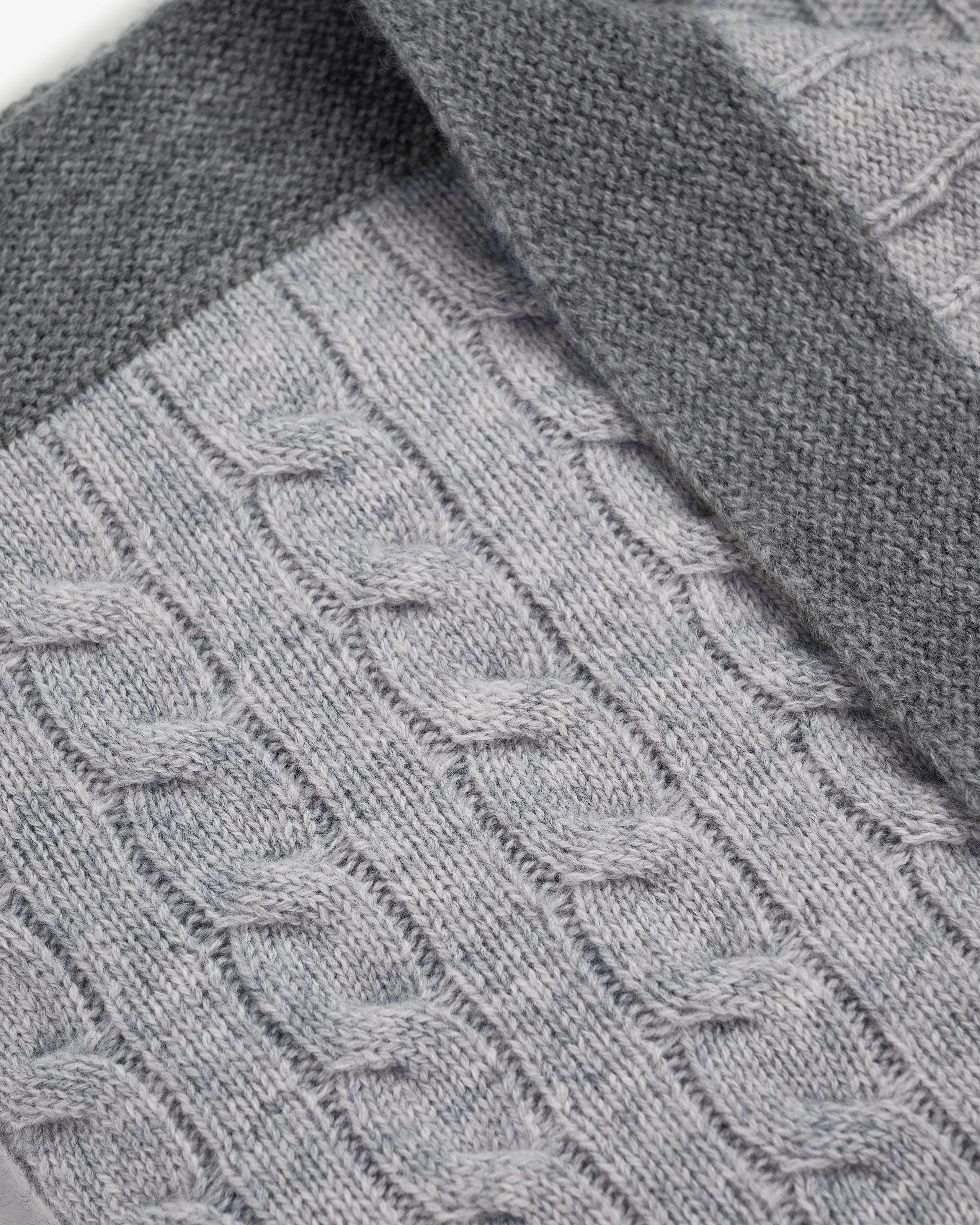 Sunday Cable Knit Throw - Light Grey Cashmere