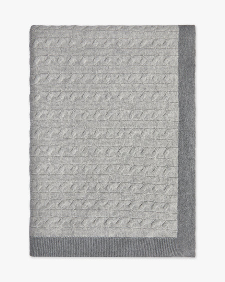 Sunday Cable Knit Throw - Light Grey Cashmere