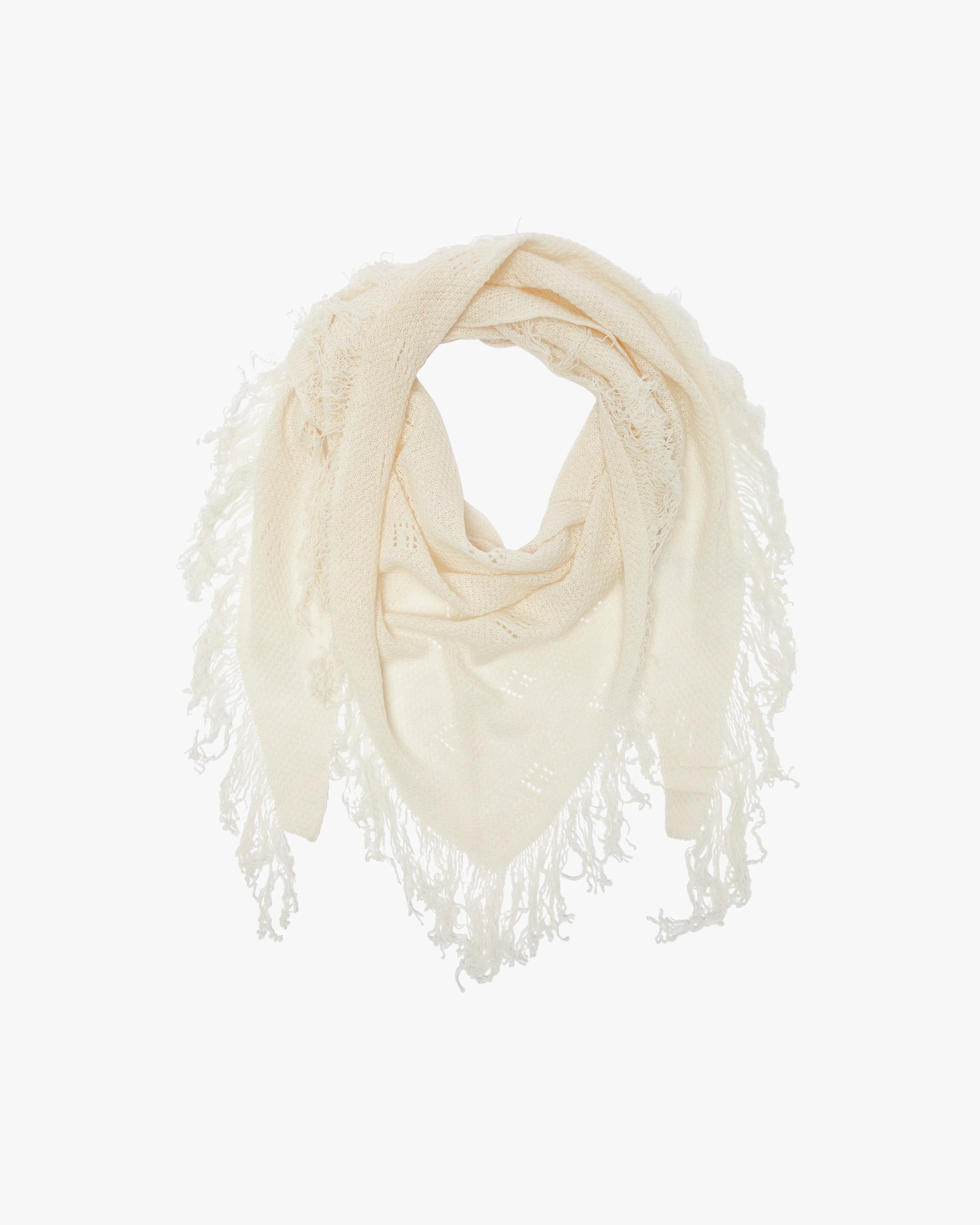 Pointelle Triangle Scarf - White Cashmere