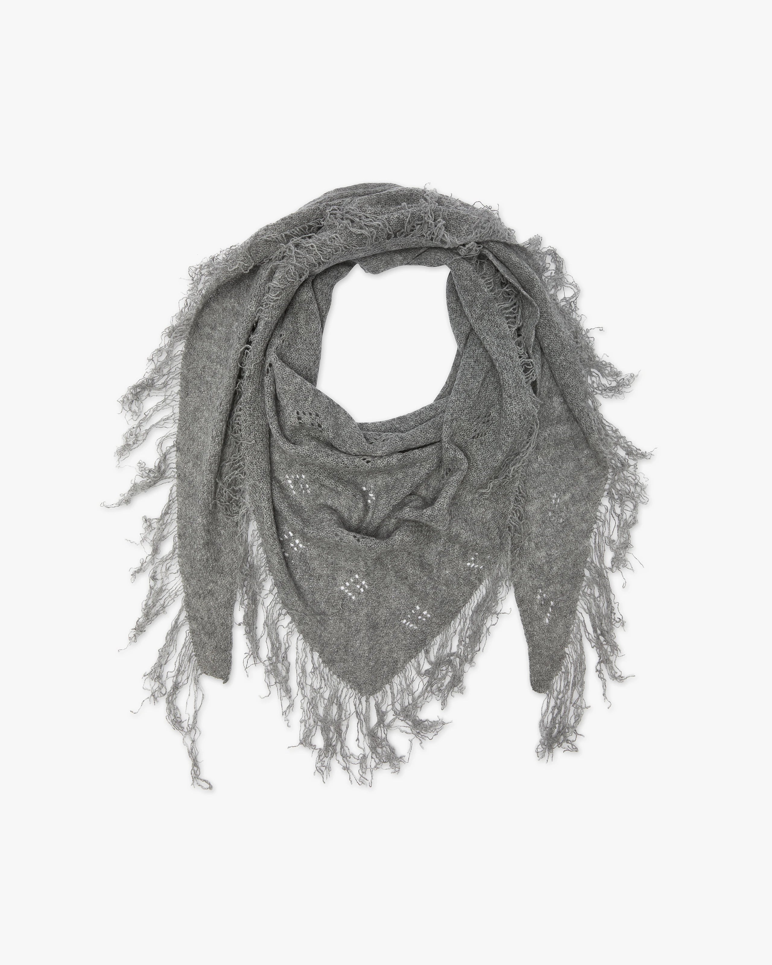 Pointelle Triangle Scarf - Medium Grey Cashmere