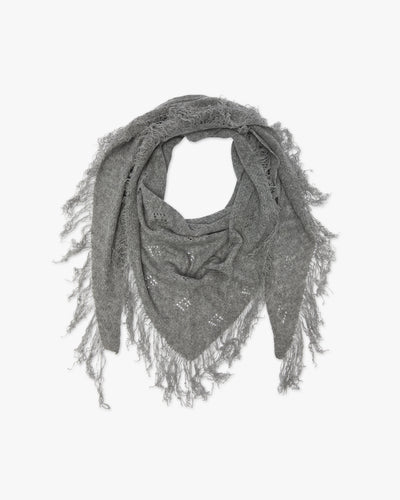Pointelle Triangle Scarf - Medium Grey Cashmere