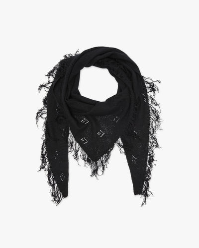 Pointelle Triangle Scarf - Black Cashmere