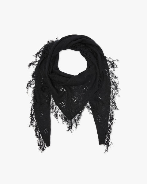 Pointelle Triangle Scarf - Black Cashmere