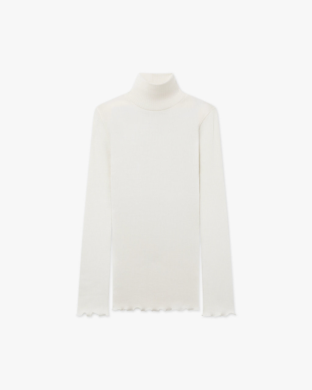 Pleated Turtleneck - White Merino / Seta