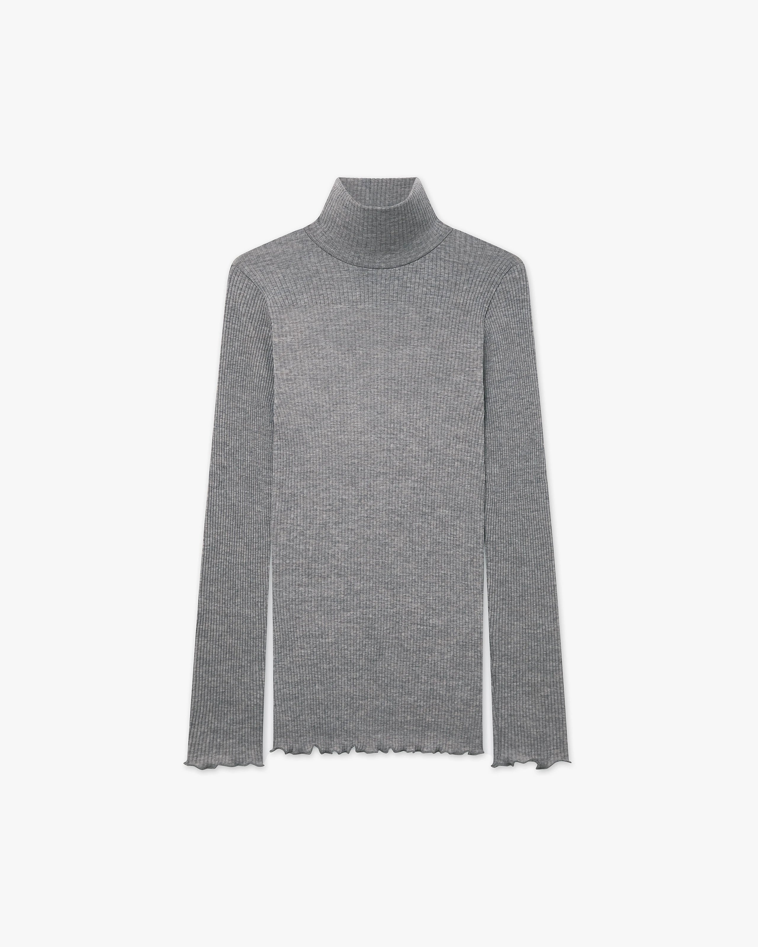 Pleated Turtleneck - Grey Merino / Seta