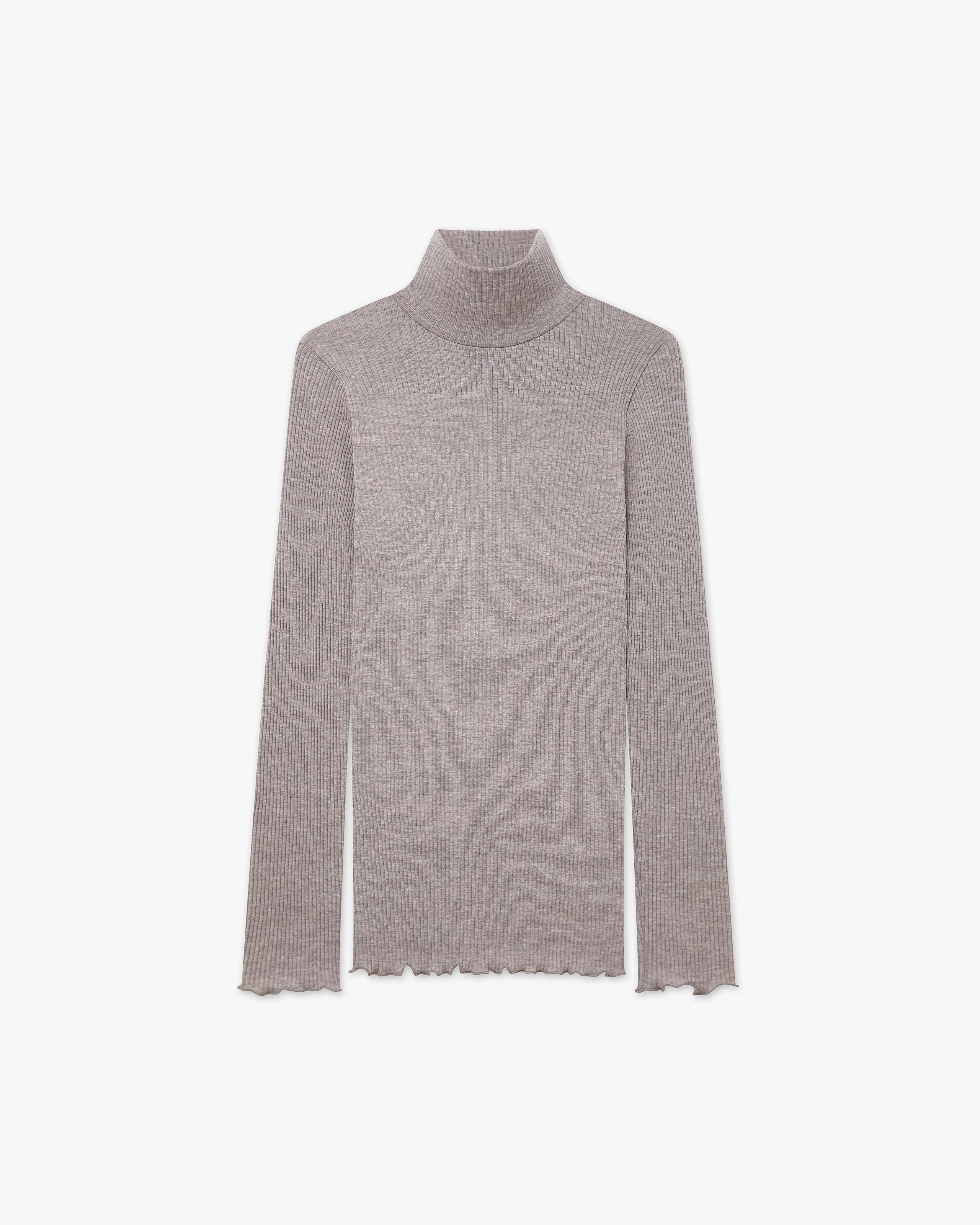 Pleated Turtleneck - Walnut Merino / Seta