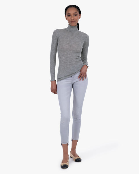 Pleated Turtleneck - Grey Merino / Seta