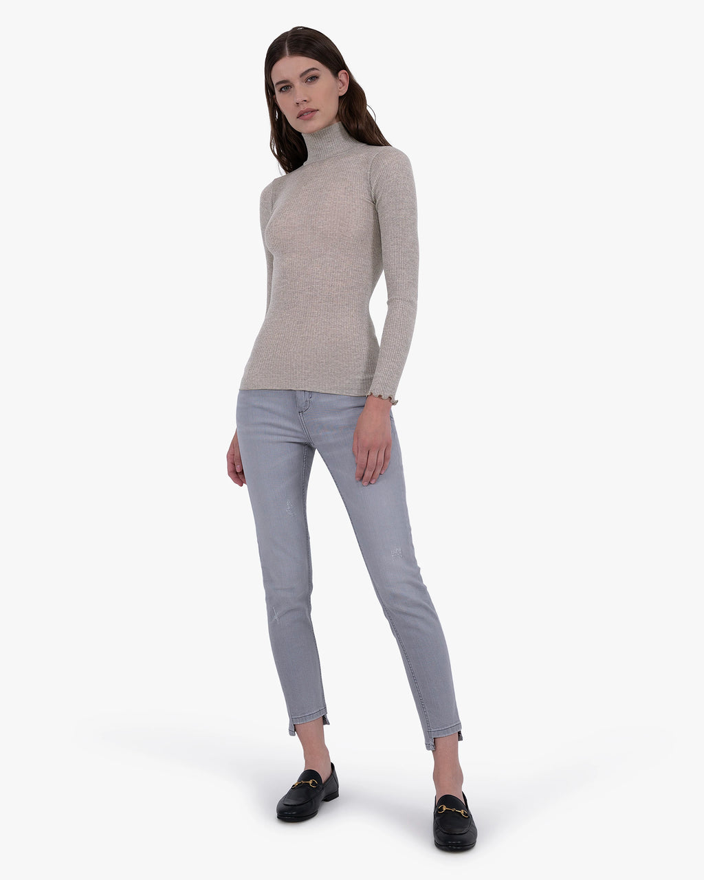 Pleated Turtleneck - Walnut Merino / Seta