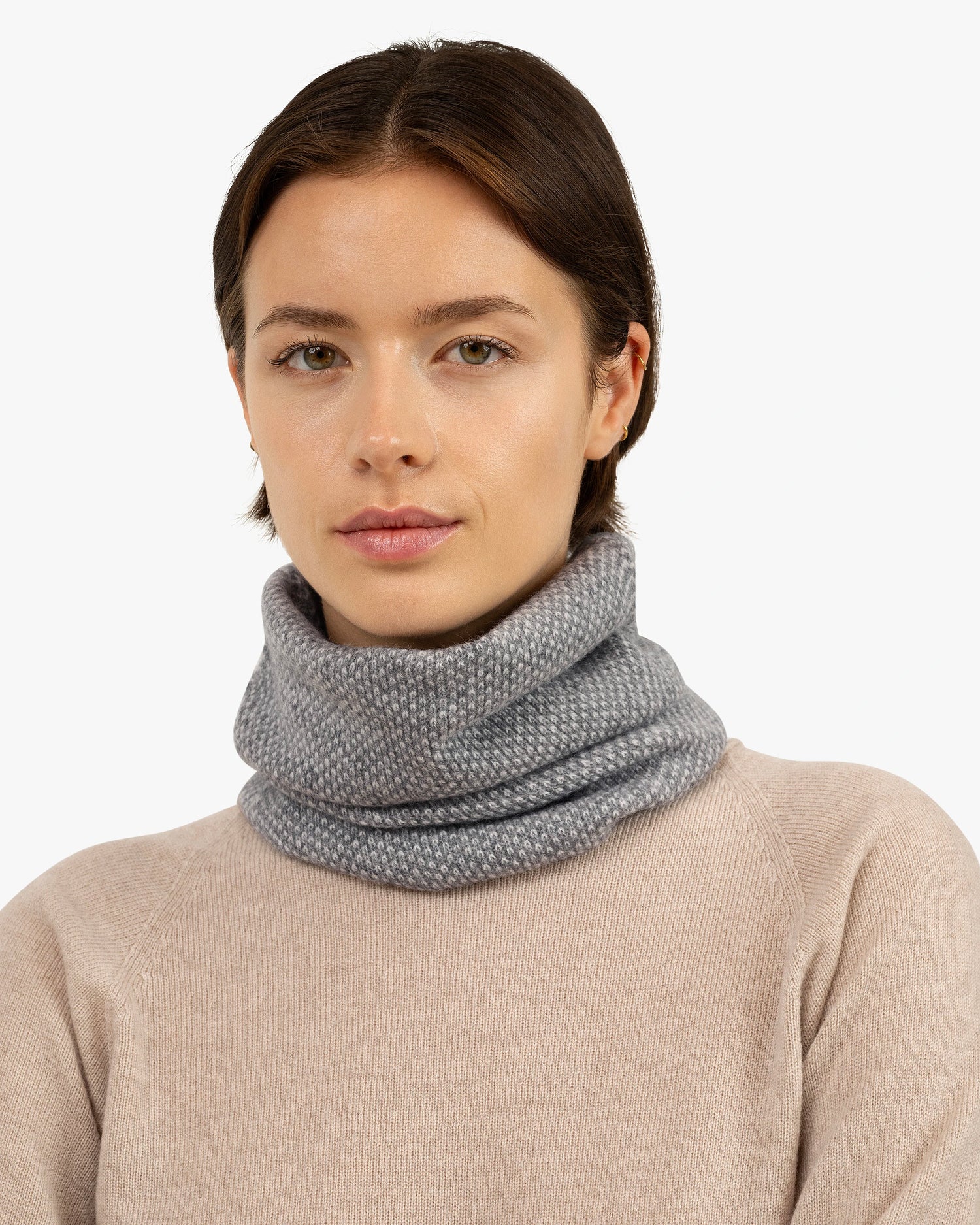 Two-Tone Neck Warmer - Medium Grey Cashmere