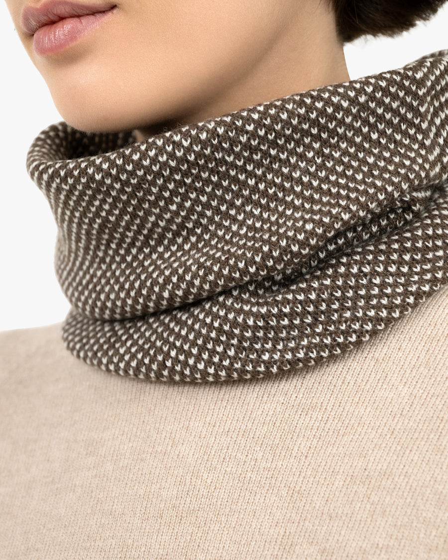 Two-Tone Neck Warmer - Brown Cashmere