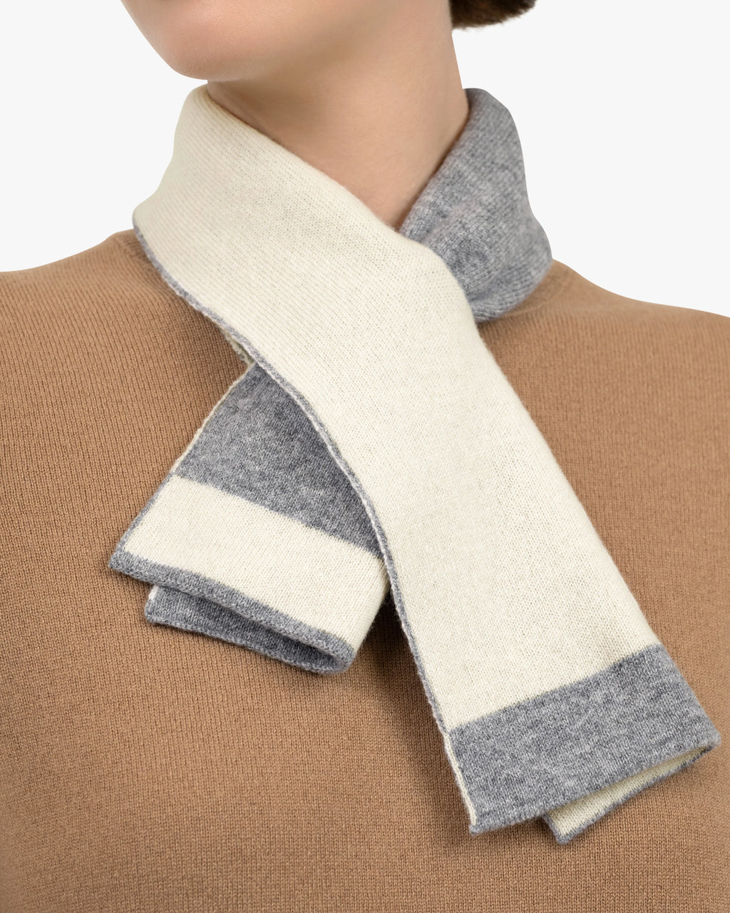 Two-Tone Neck Scarf - Medium Grey Cashmere