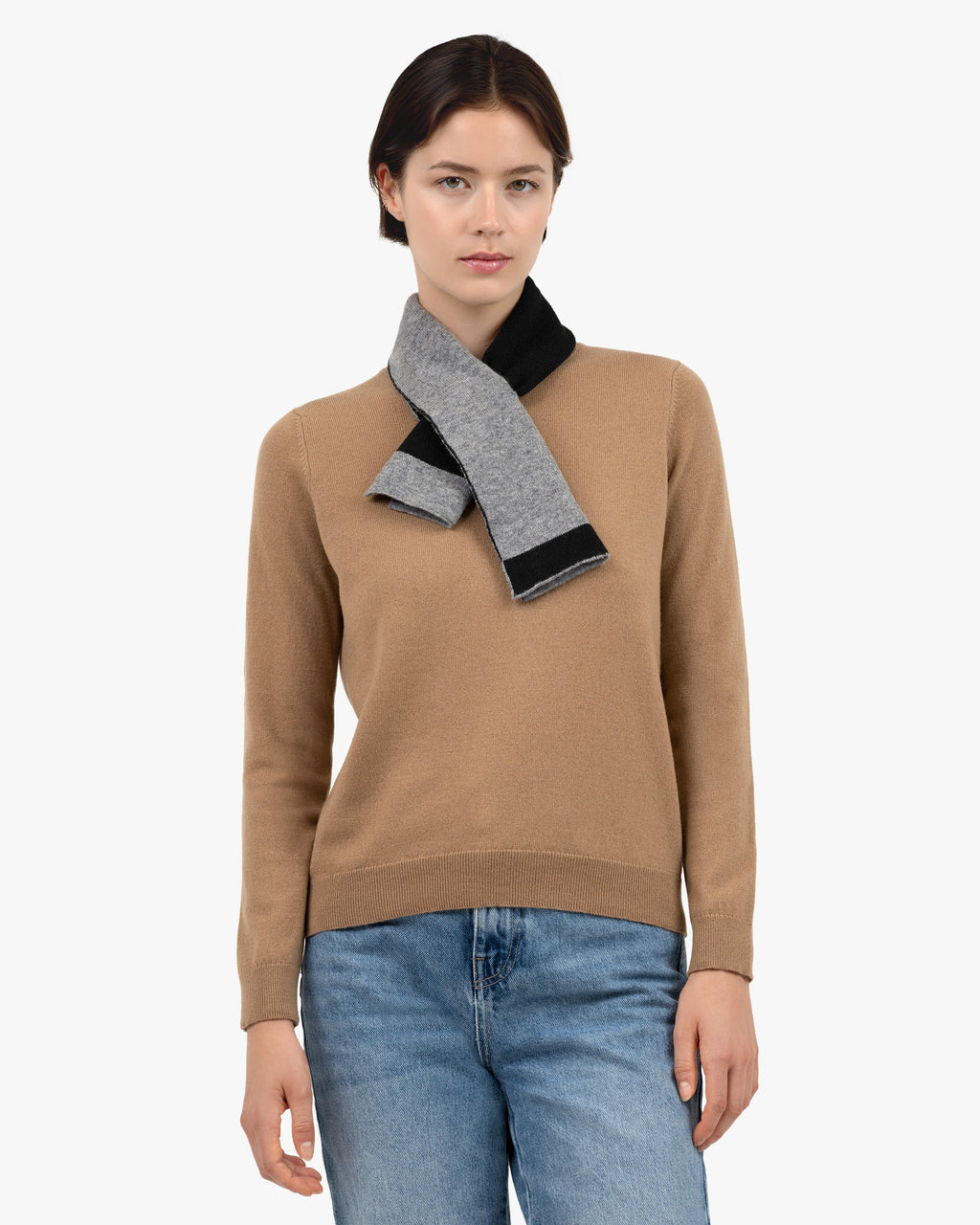 Two-Tone Neck Scarf - Black Cashmere