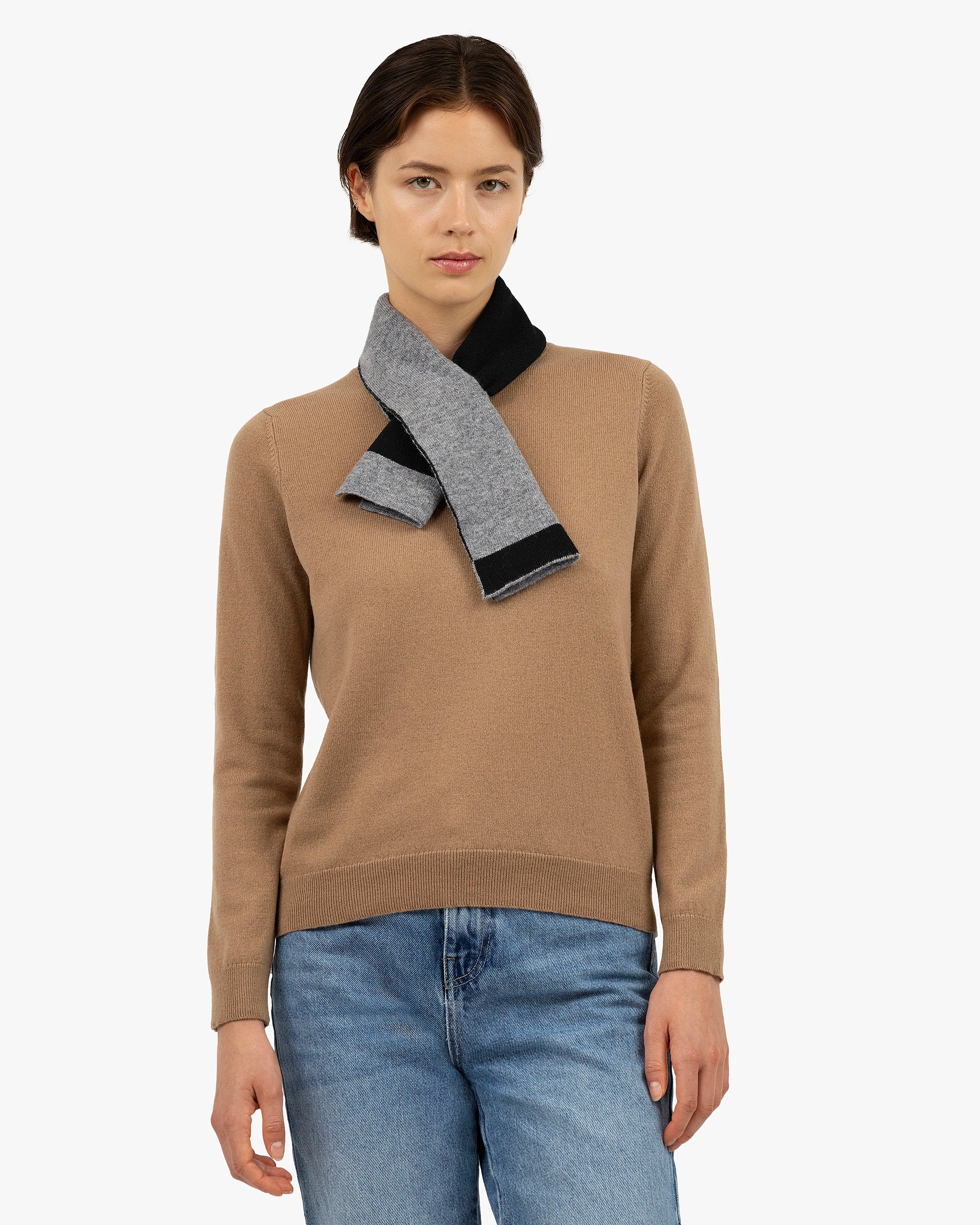 Two-Tone Neck Scarf - Black Cashmere