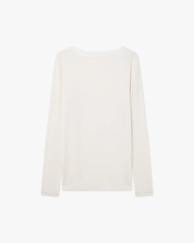 Ultralight Boat Neck Top - White Modal / Cashmere
