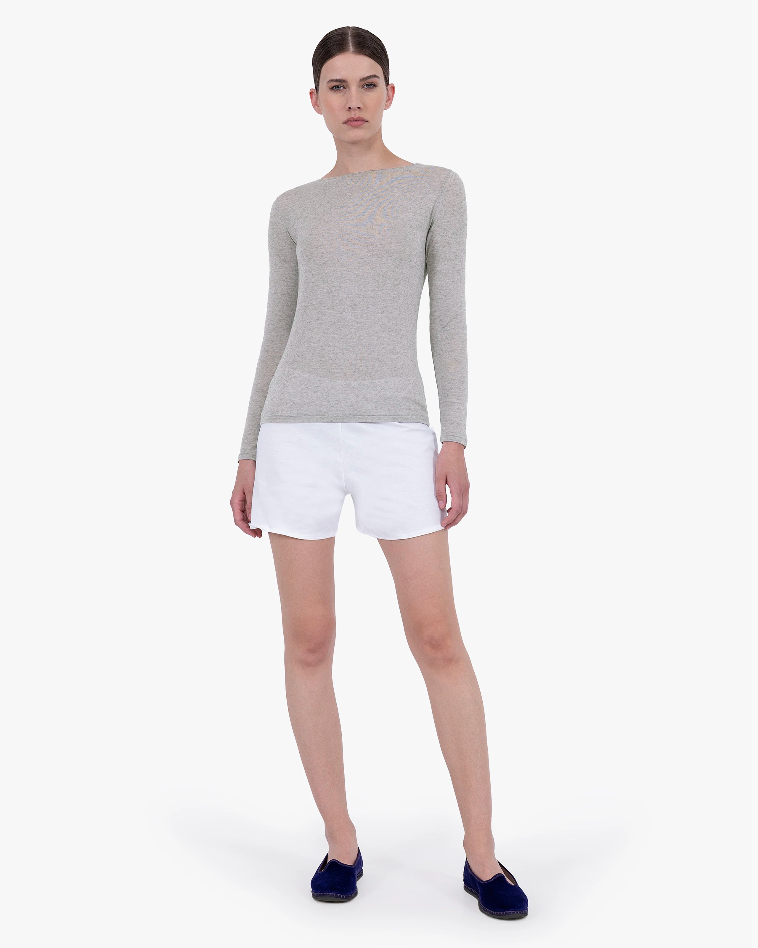 Ultralight Boat Neck Top - Grey Modal / Cashmere