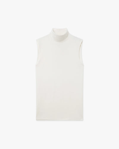 Ultralight Mock Neck Tank Top - White Modal / Cashmere