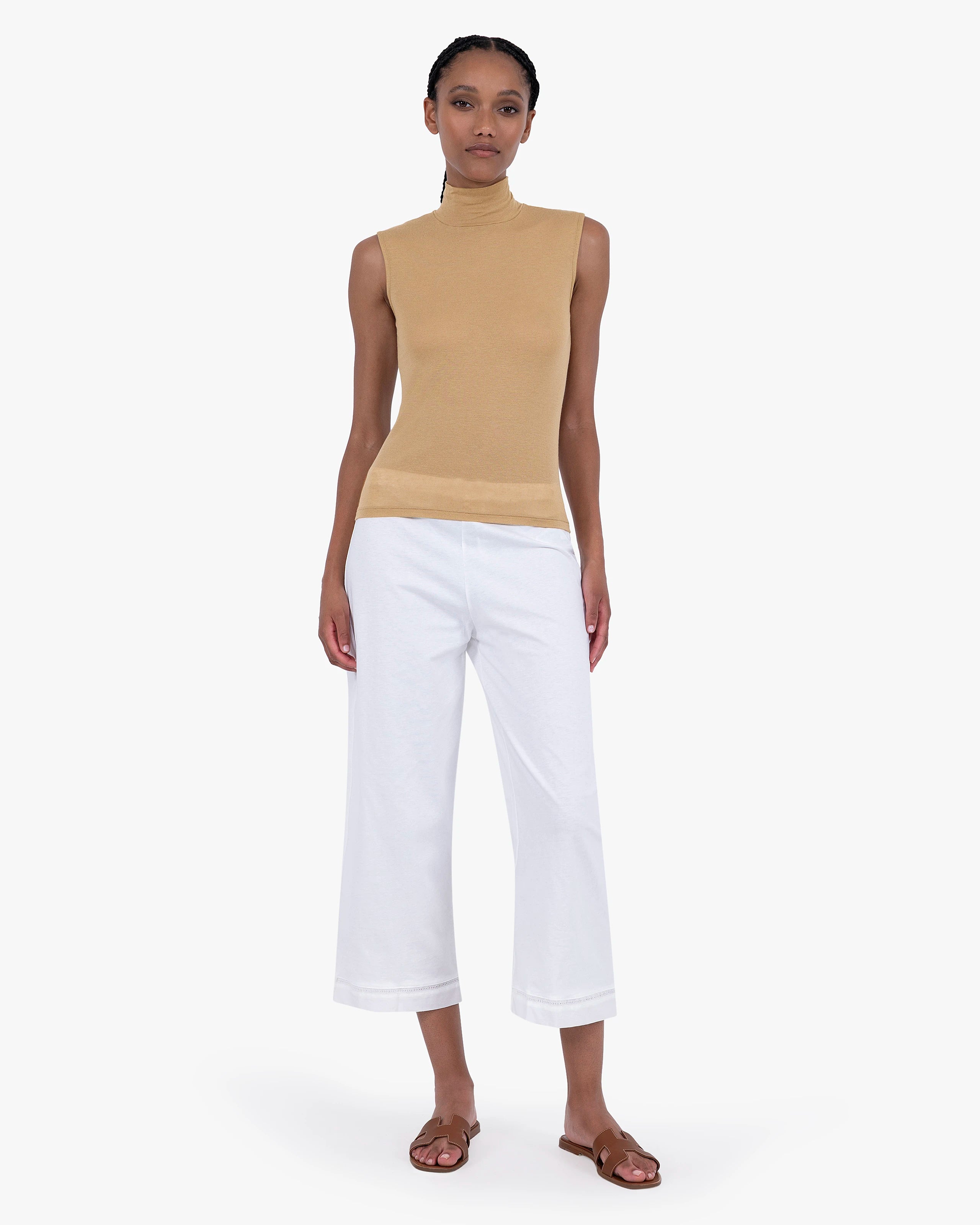 Ultralight Mock Neck Tank Top - Camel Modal / Cashmere