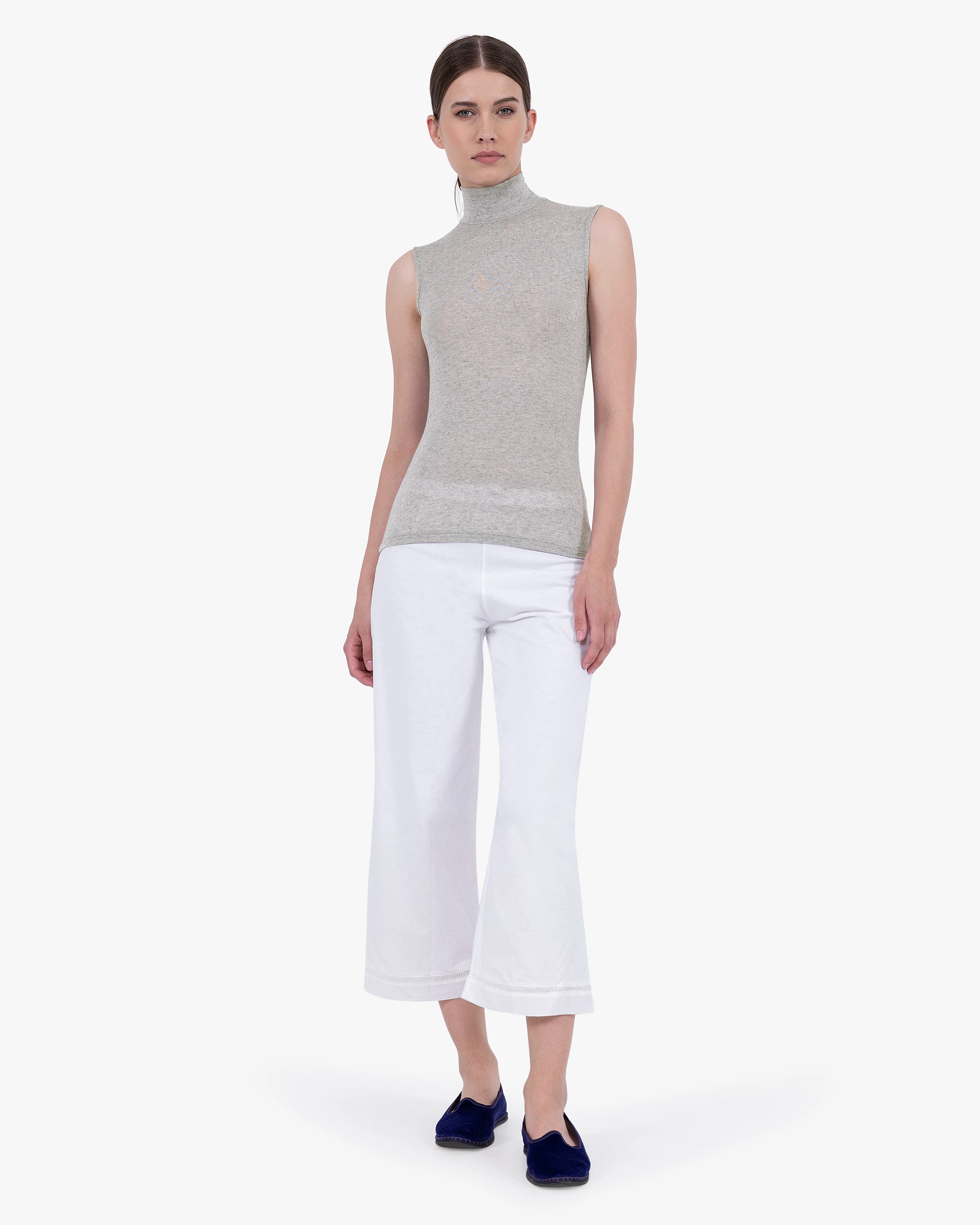 Ultralight Mock Neck Tank Top - Grey Modal / Cashmere