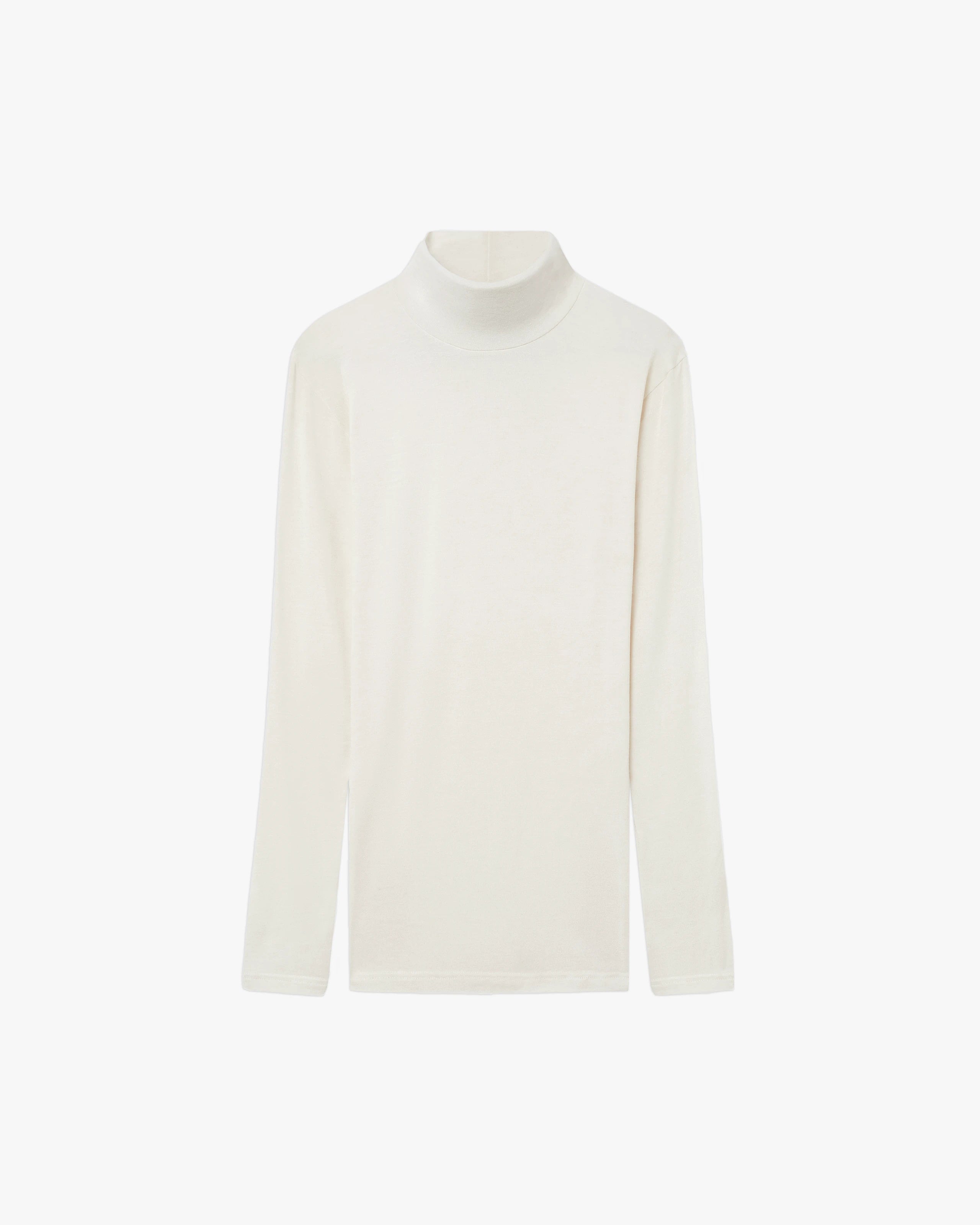 Ultralight Mock Neck Top - White Modal / Cashmere
