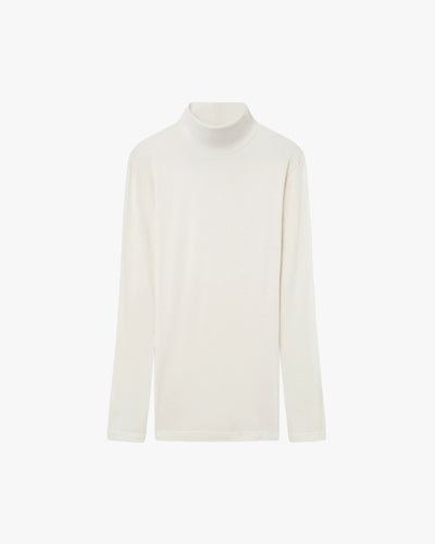 Ultralight Mock Neck Top - White Modal / Cashmere