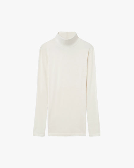 Ultralight Mock Neck Top - White Modal / Cashmere