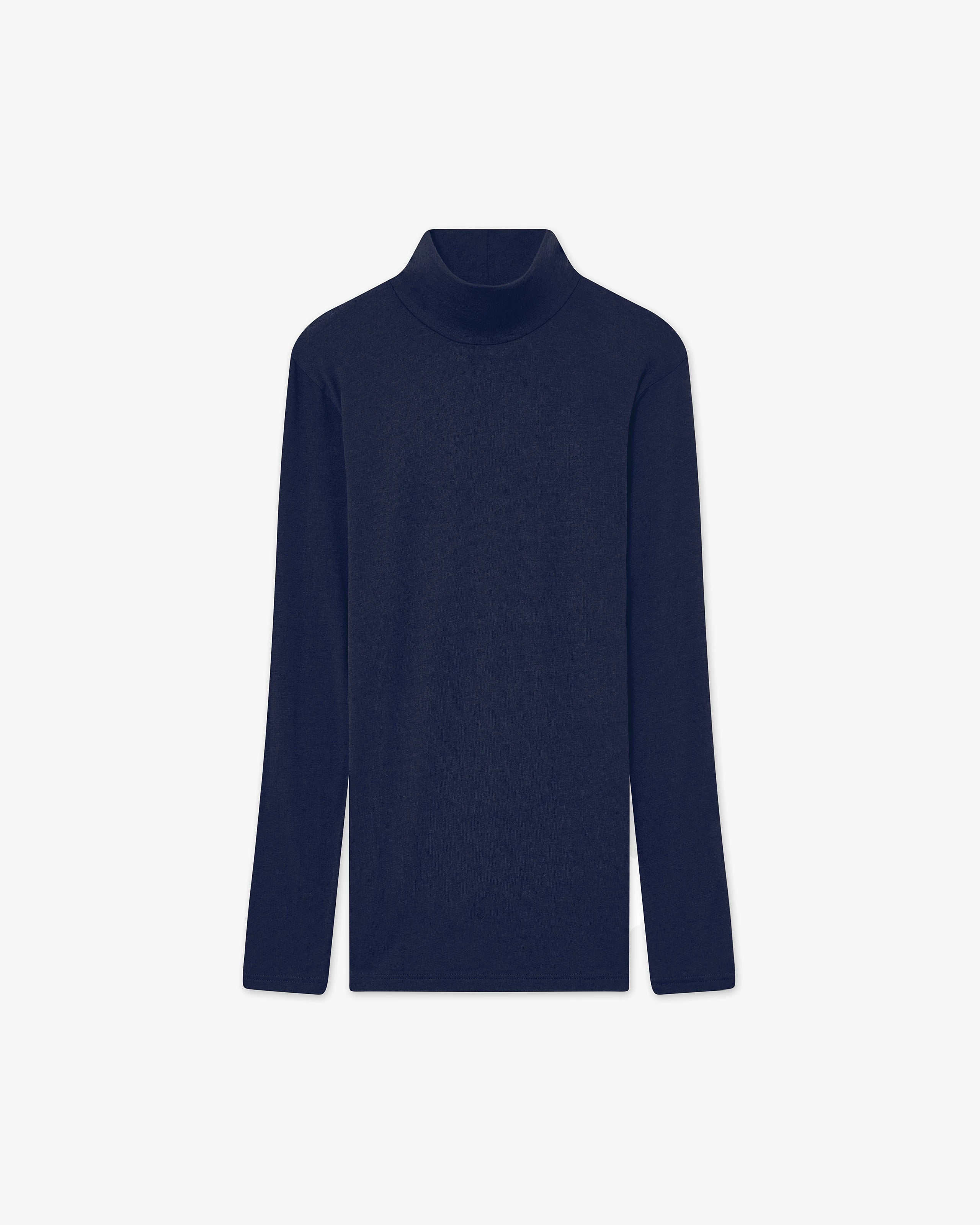 Ultralight Mock Neck Top - Blue Modal / Cashmere