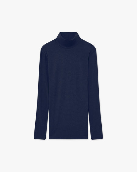 Ultralight Mock Neck Top - Blue Modal / Cashmere