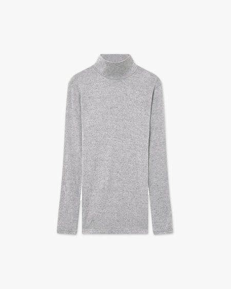 Ultralight Mock Neck Top - Grey Modal / Cashmere